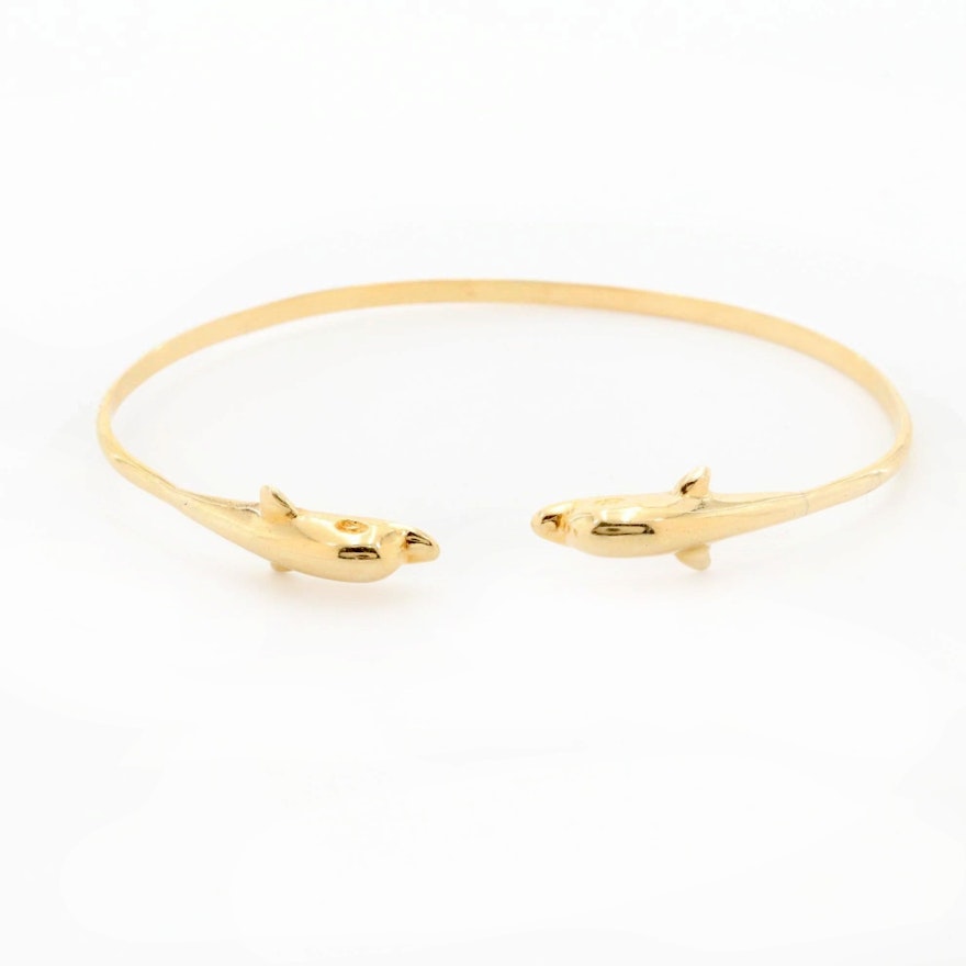 14K Yellow Gold Dolphin Bracelet