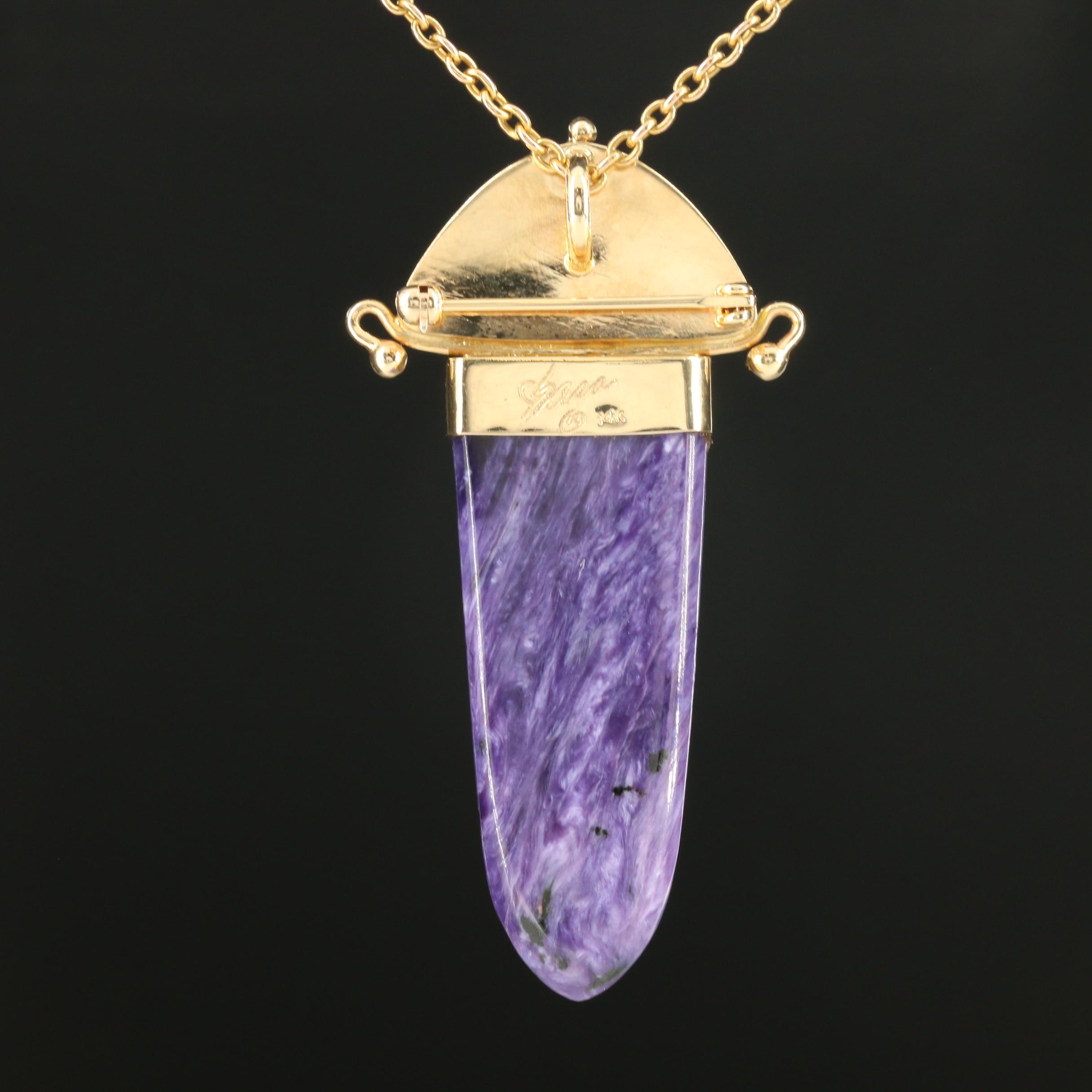 Sasa Blackoff 14K Yellow Gold Charoite, Labradorite, and Druzy Pendant Necklace