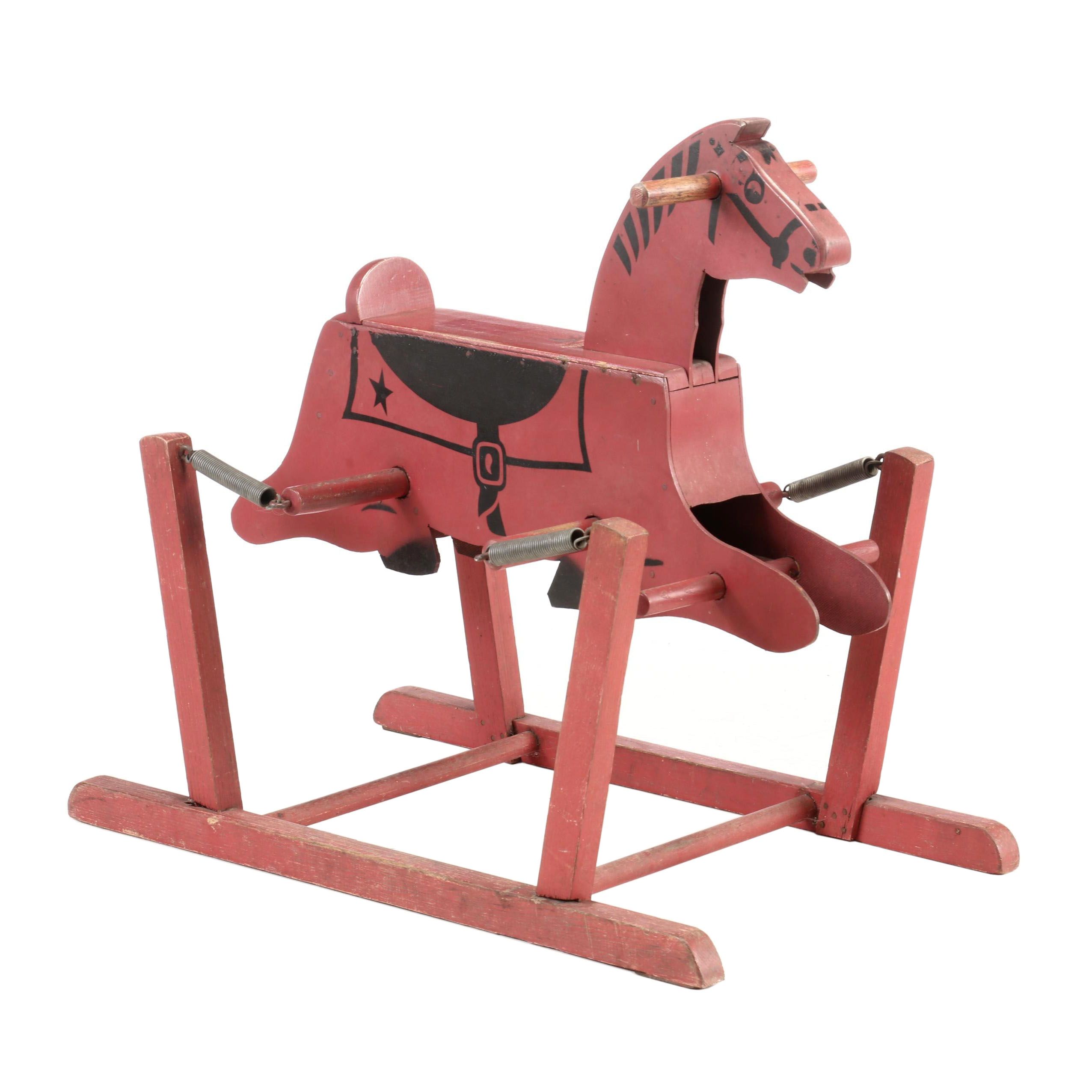 The Wonder Horse Painted Wooden Rocking Horse, 1950s