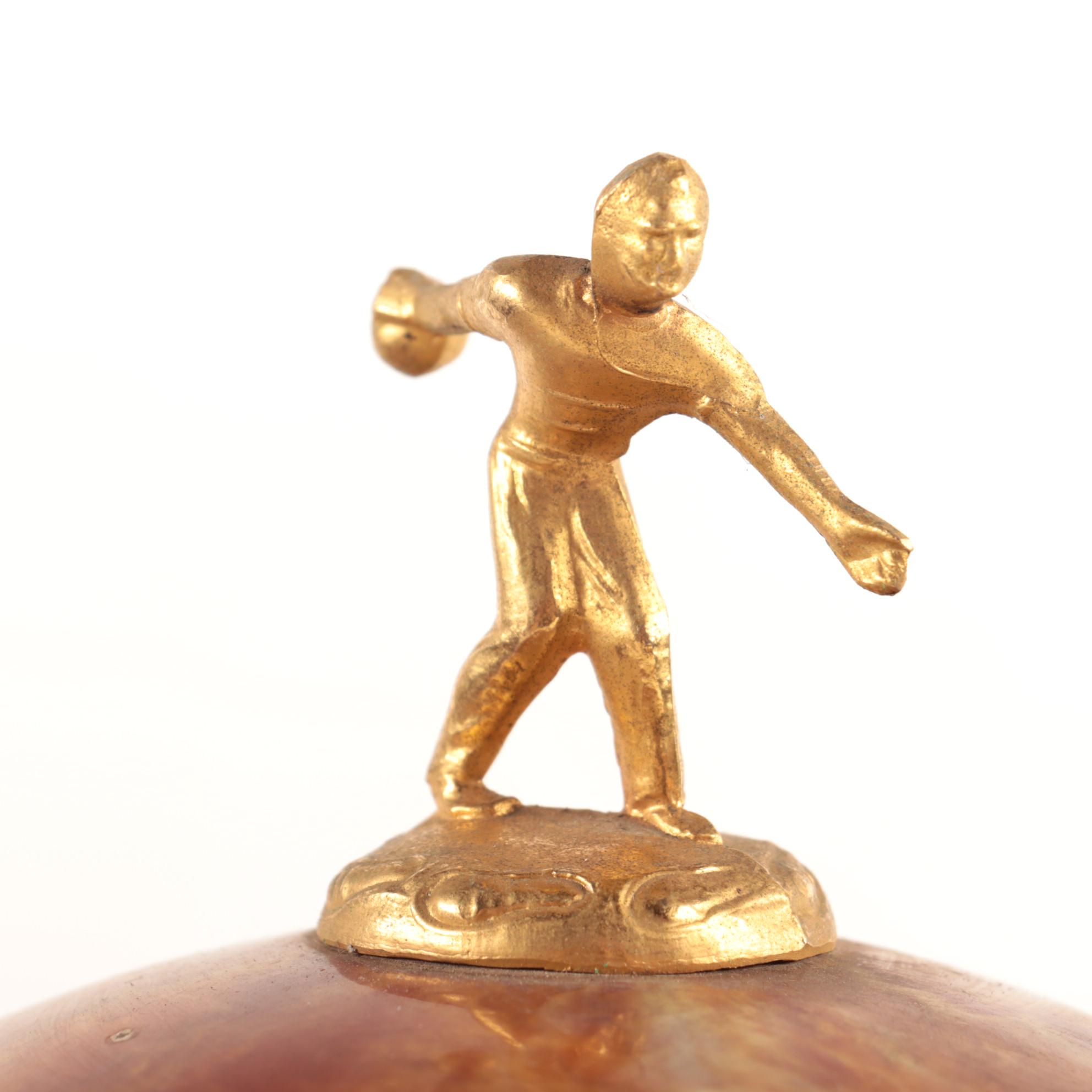 United Metal Goods Mfg. Co. Inc. Bowling Ball Bar with Shot Glasses, 1950s