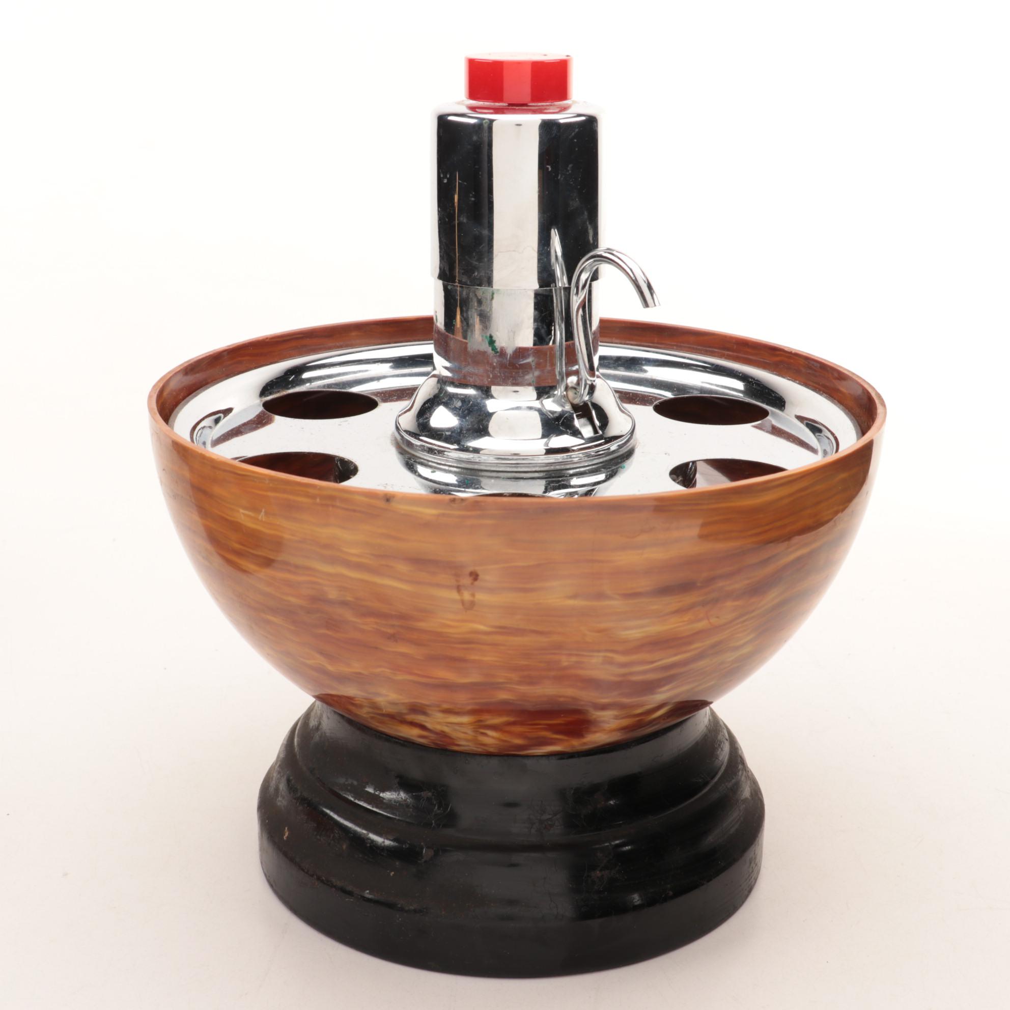 United Metal Goods Mfg. Co. Inc. Bowling Ball Bar with Shot Glasses, 1950s