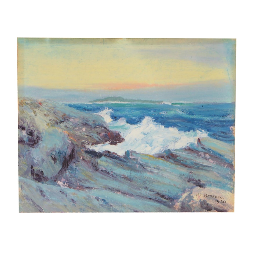 Henry Edward Bedford Seascape Oil Painting, 1930