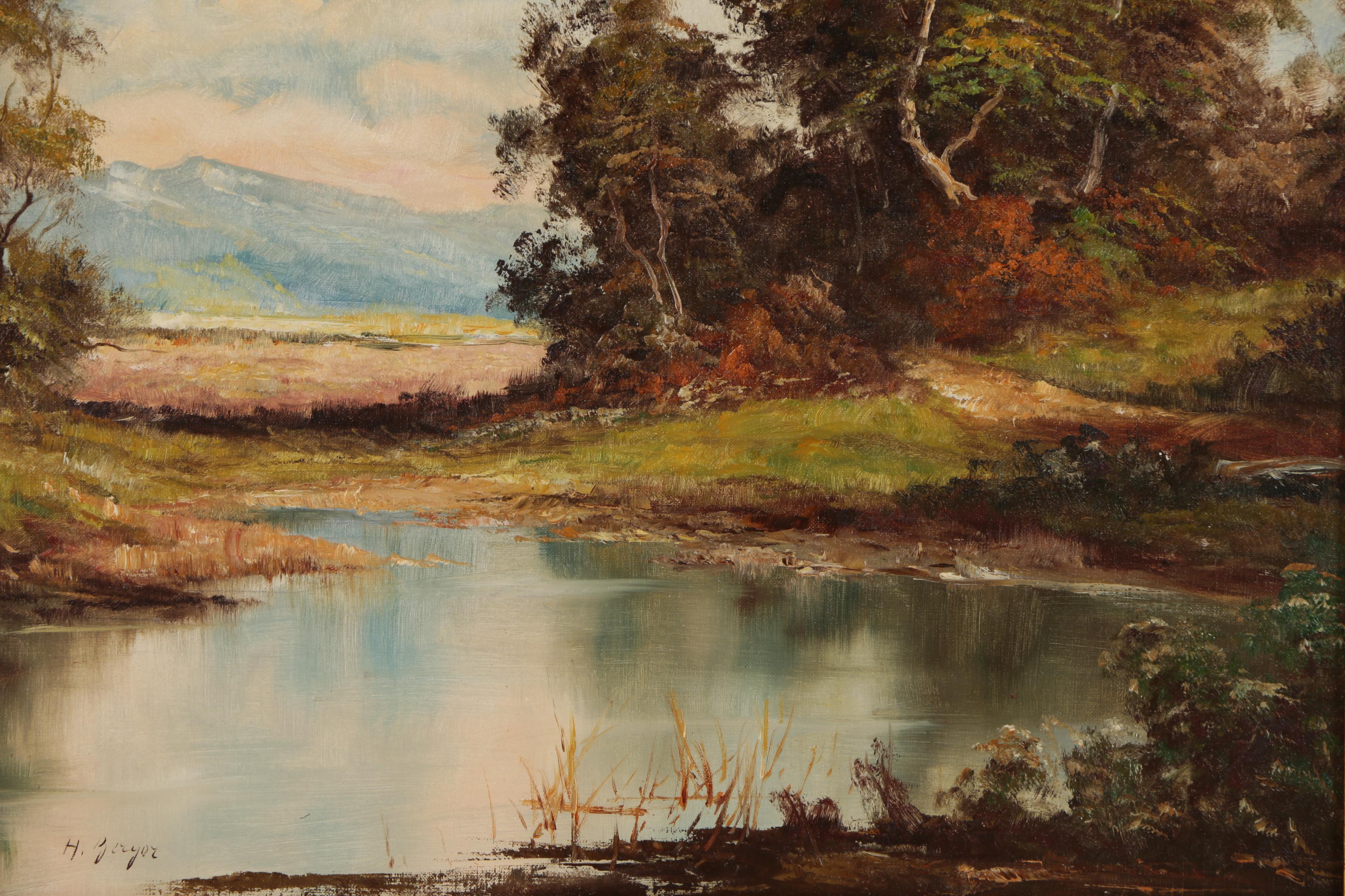 Heinrich Berger Continental Landscape Oil Painting, Early 20th Century