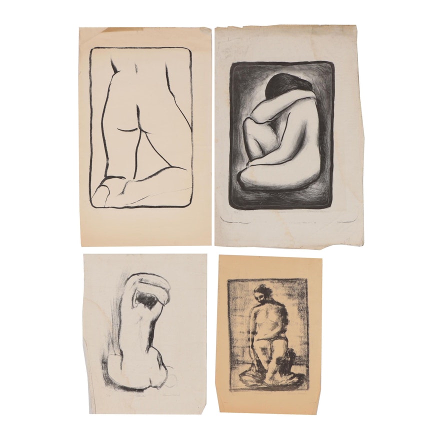 Thomas Eldred Lithograph Studies of Female Nudes