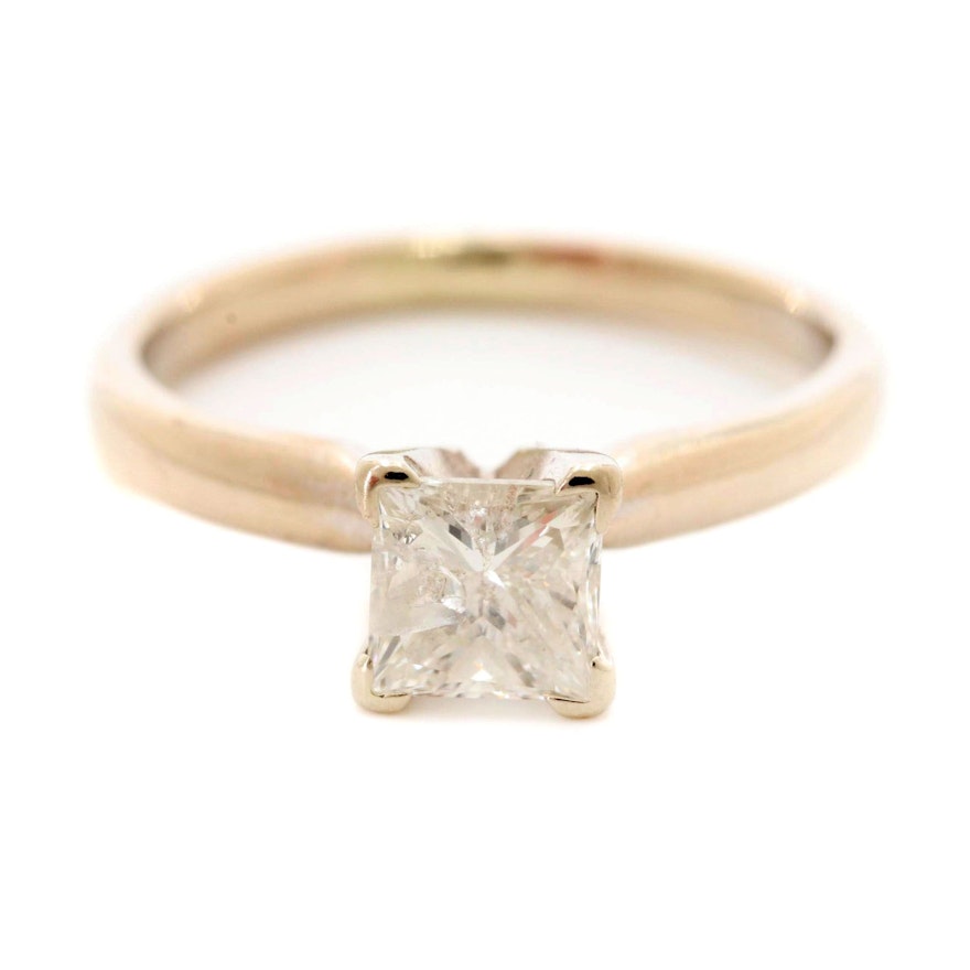 14K White Gold Diamond Solitaire Ring