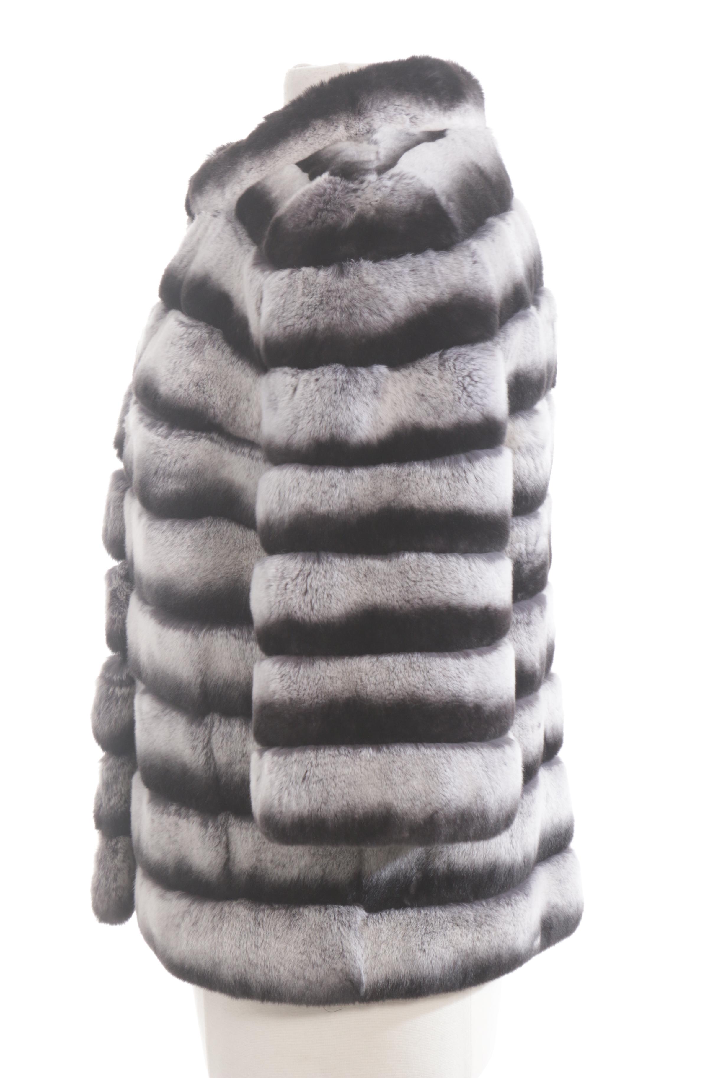 Chinchilla Dyed Rex Rabbit Fur Jacket by Banessi Furs