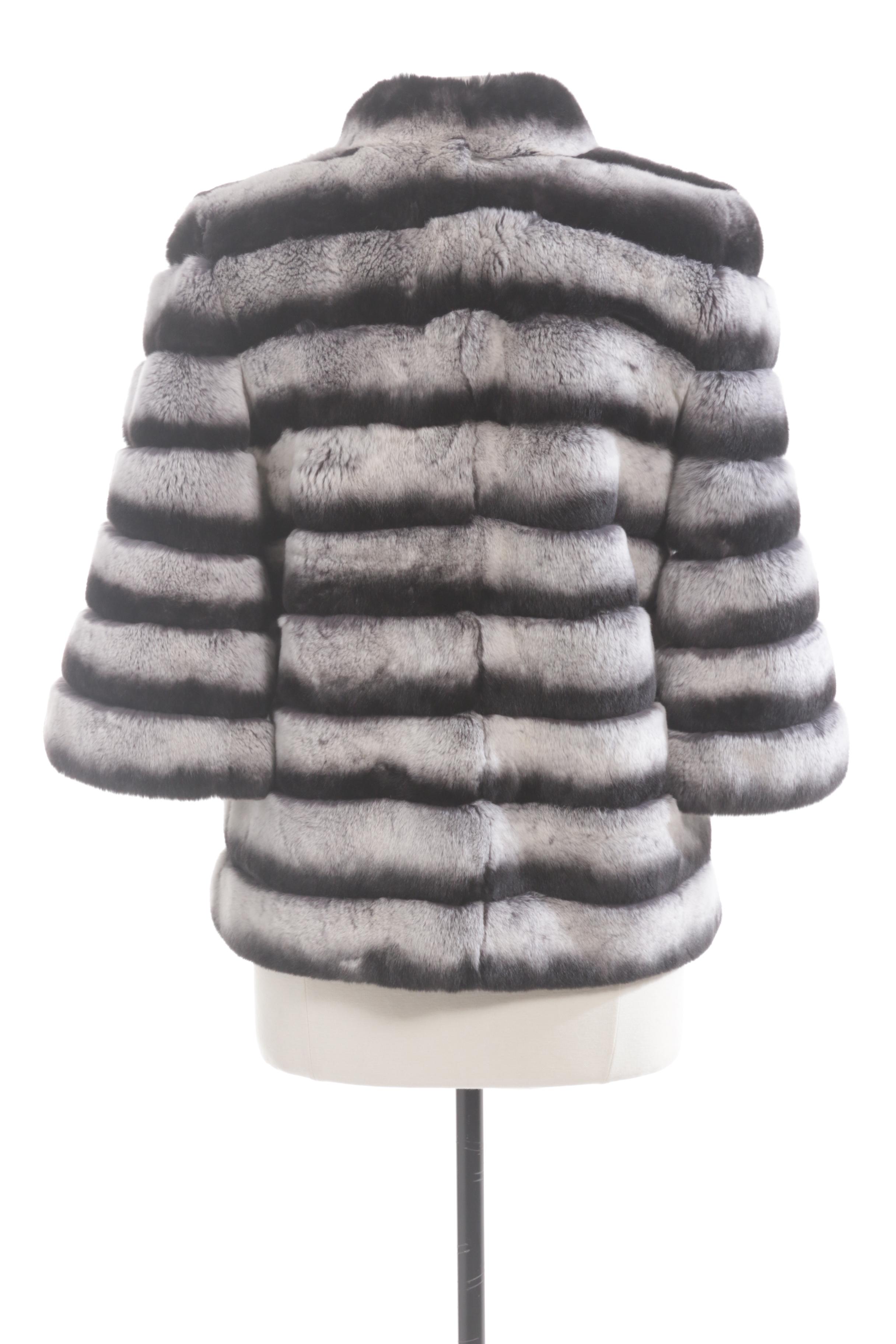 Chinchilla Dyed Rex Rabbit Fur Jacket by Banessi Furs