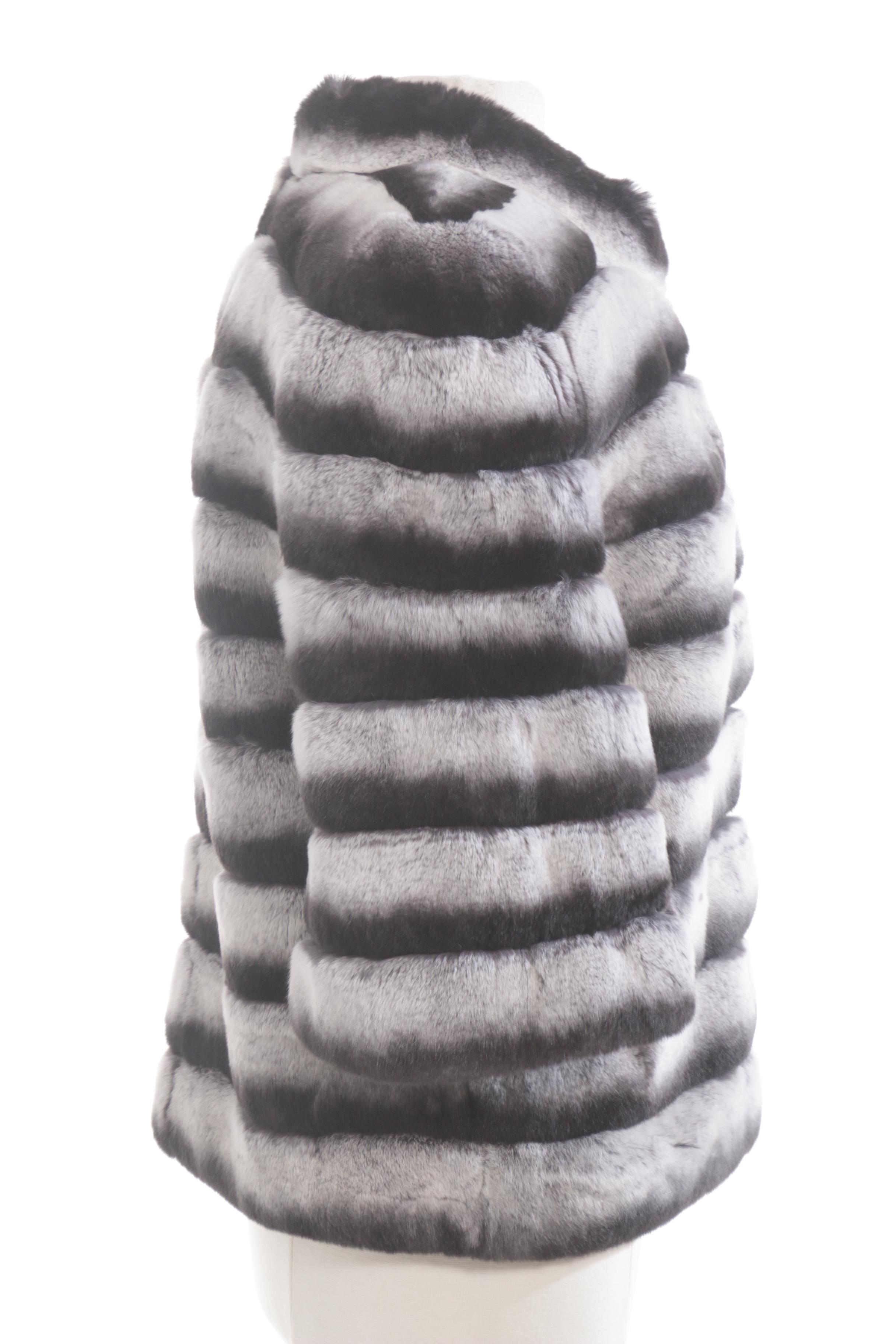 Chinchilla Dyed Rex Rabbit Fur Jacket by Banessi Furs