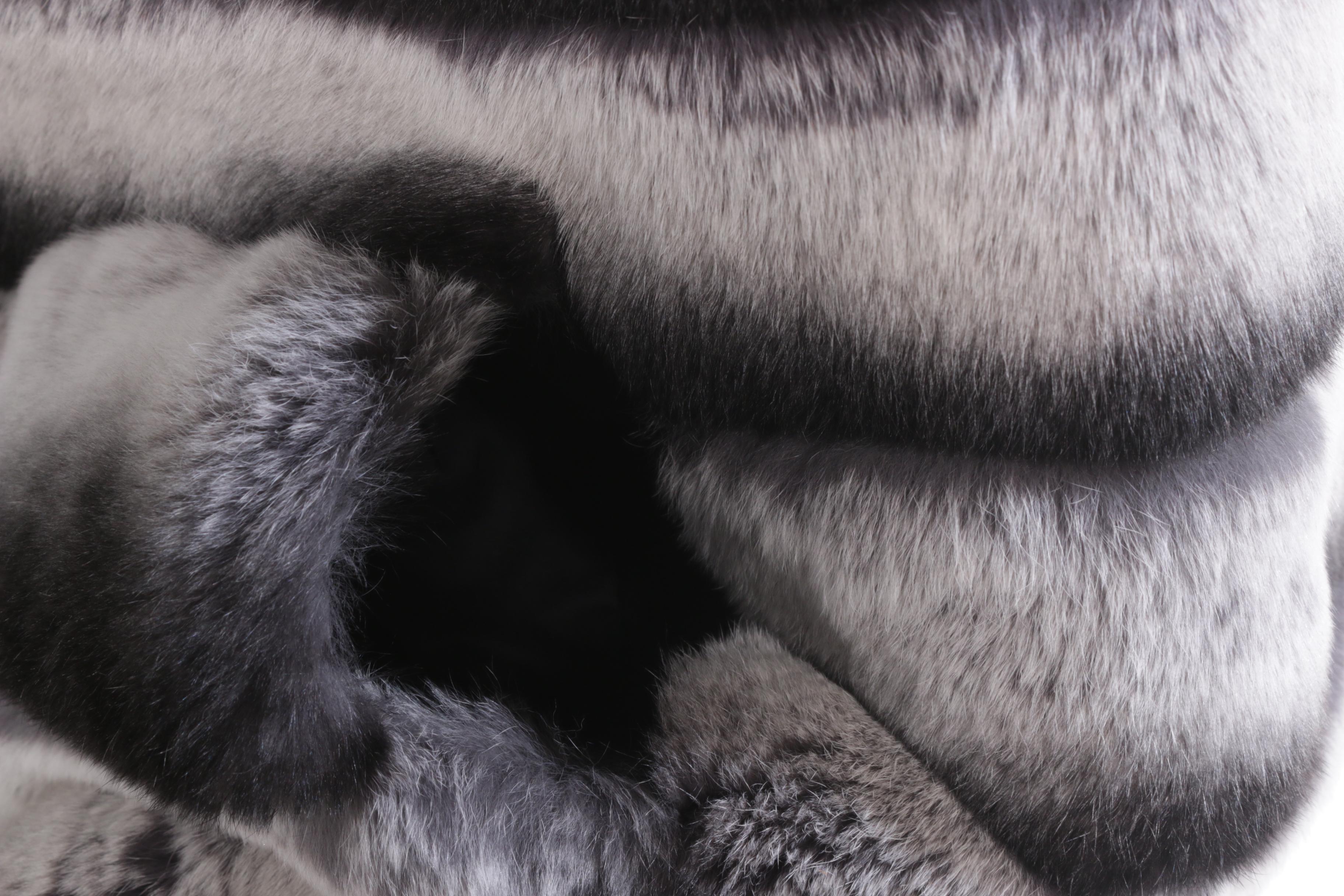 Chinchilla Dyed Rex Rabbit Fur Jacket by Banessi Furs