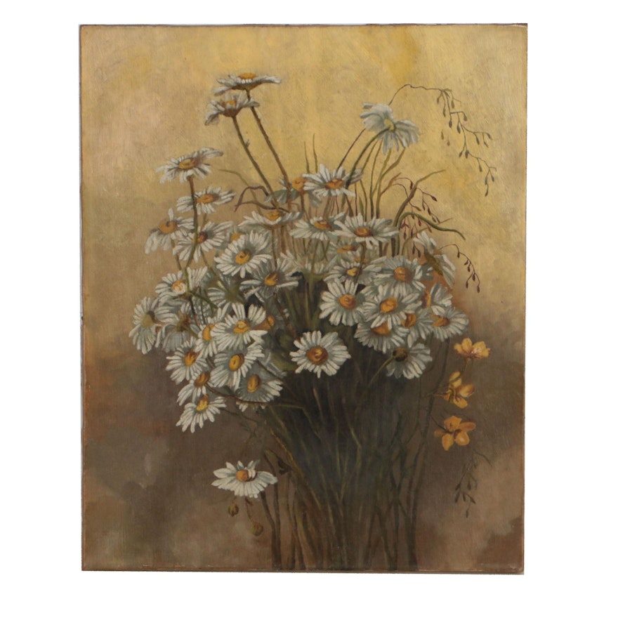 Oil Painting of Shasta Daisies, Early 20th Century