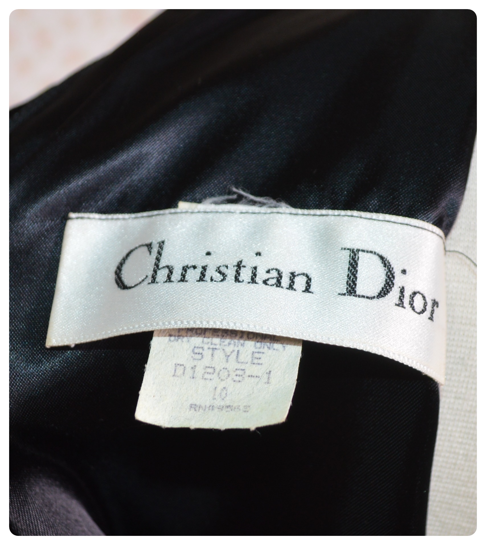 Christian Dior Black Velvet Cocktail Dress with Fox Fur Puff Sleeves, Vintage