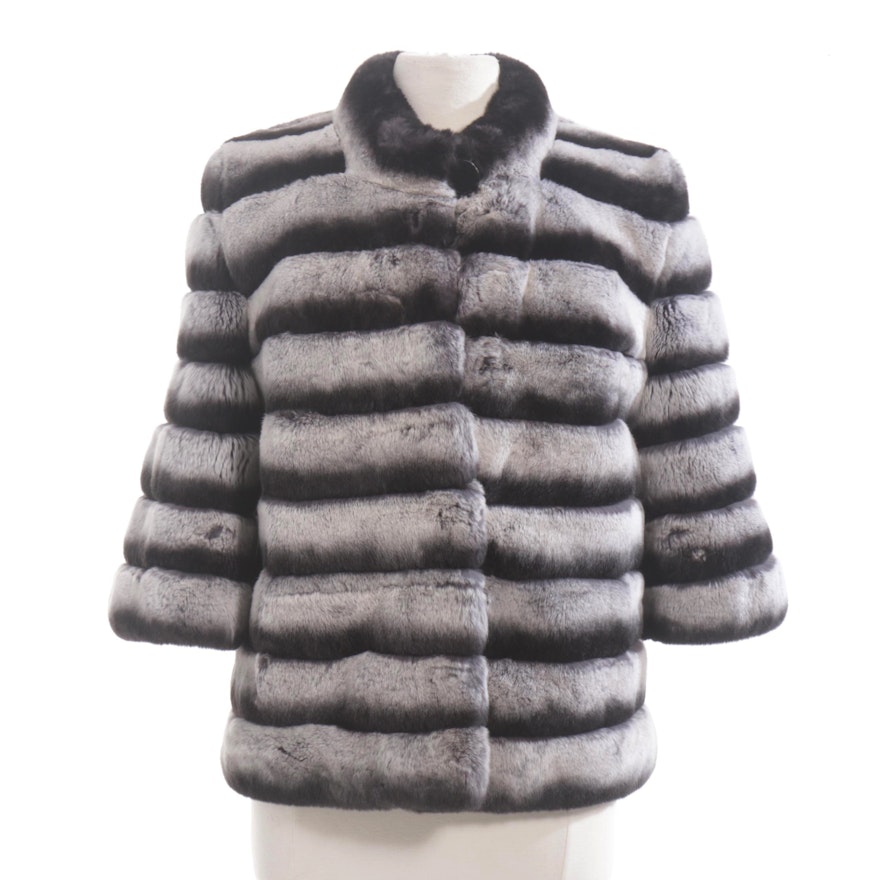 Chinchilla Dyed Rex Rabbit Fur Jacket by Banessi Furs