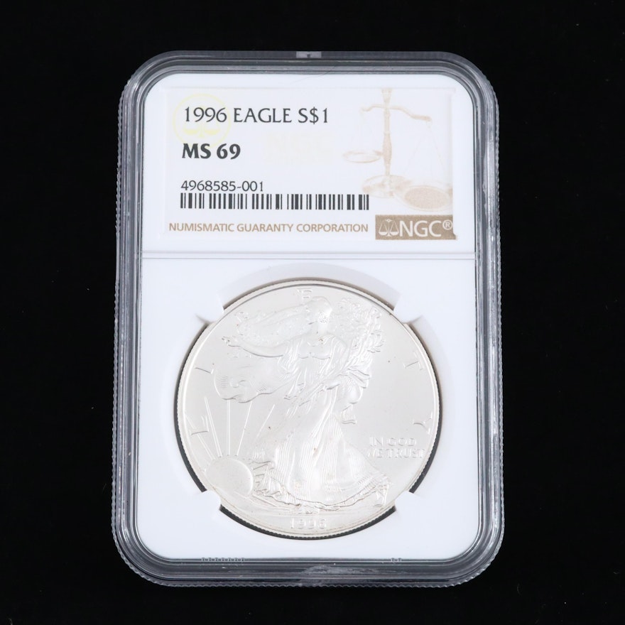 NGC Graded MS69 1996 $1 U.S. Silver Eagle