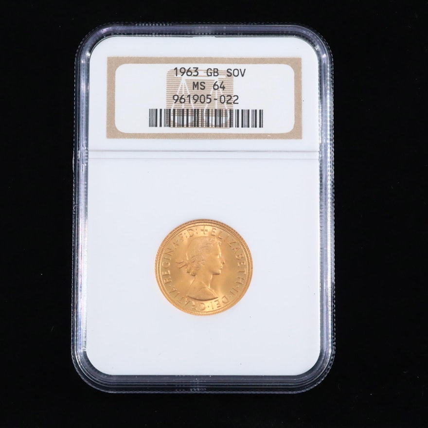 NGC Graded MS64 1963 British Gold Sovereign