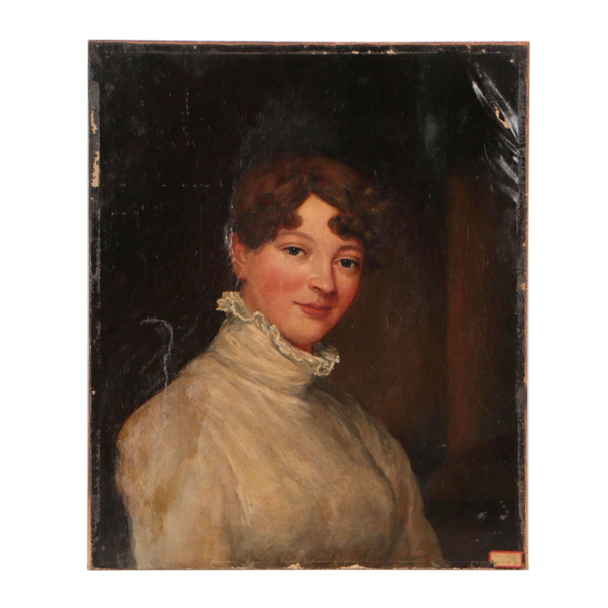 American School Oil Portrait, Late 19th Century