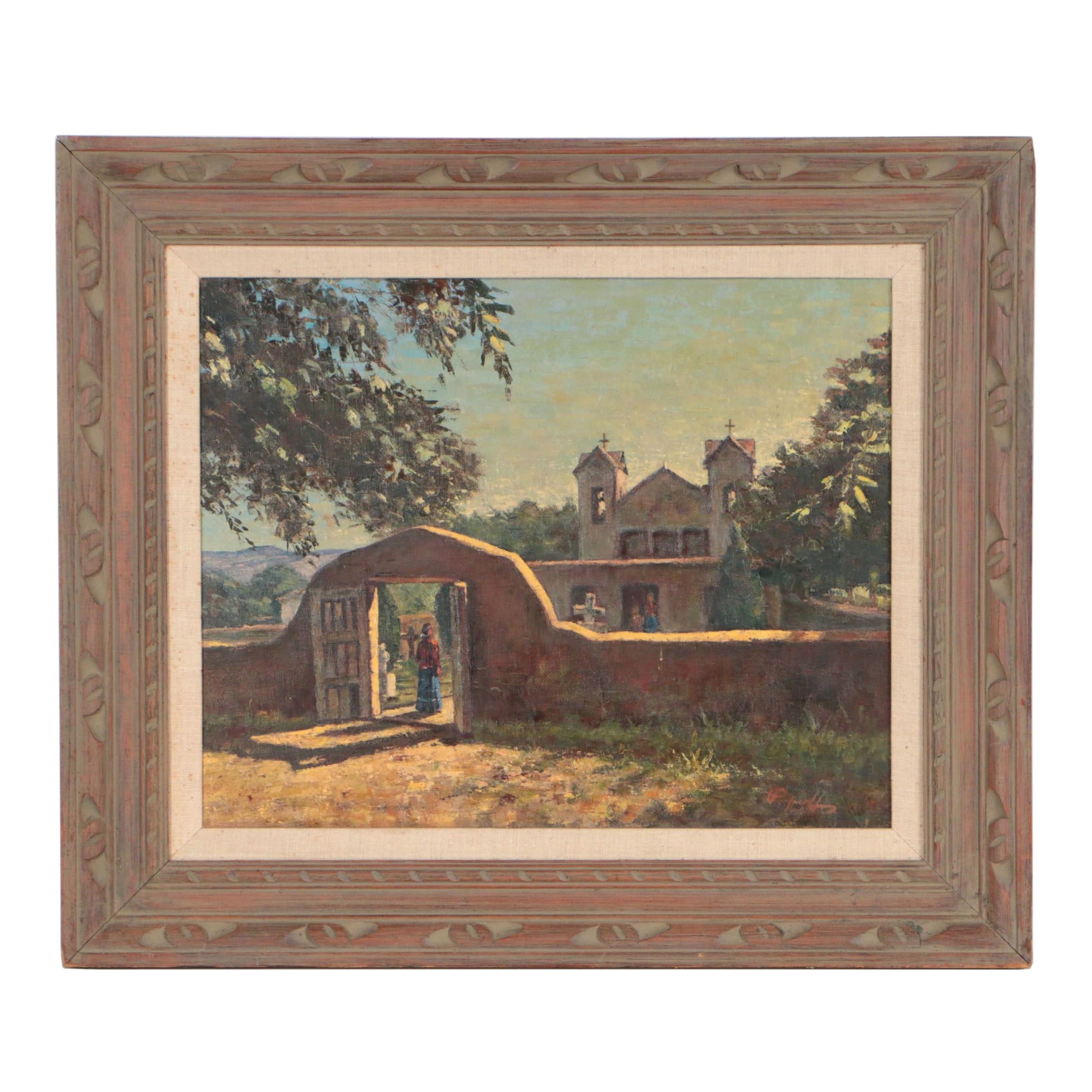 Christo Popoff Oil Painting "Santuario de Chimayo", 1977