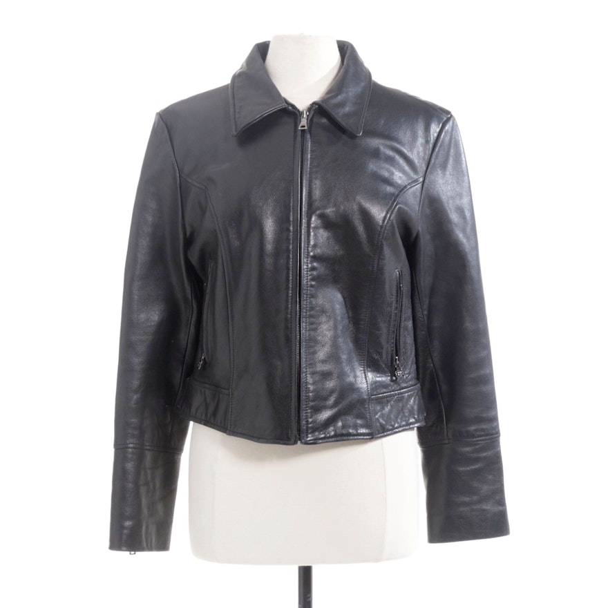 Guess Black Leather Motorcycle Jacket