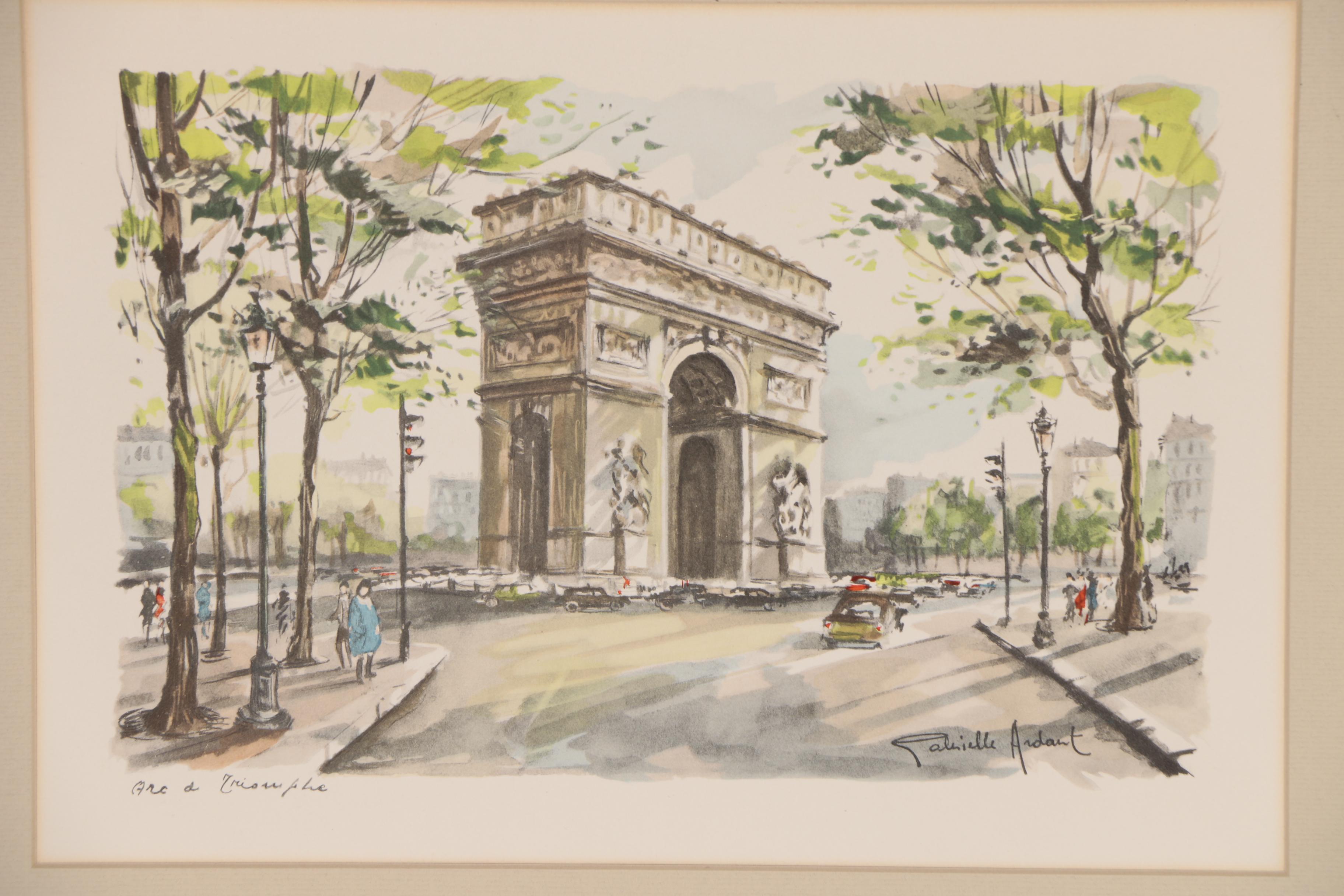 Paris Street Scene Hand Colored Collotypes after Gabrielle Ardant