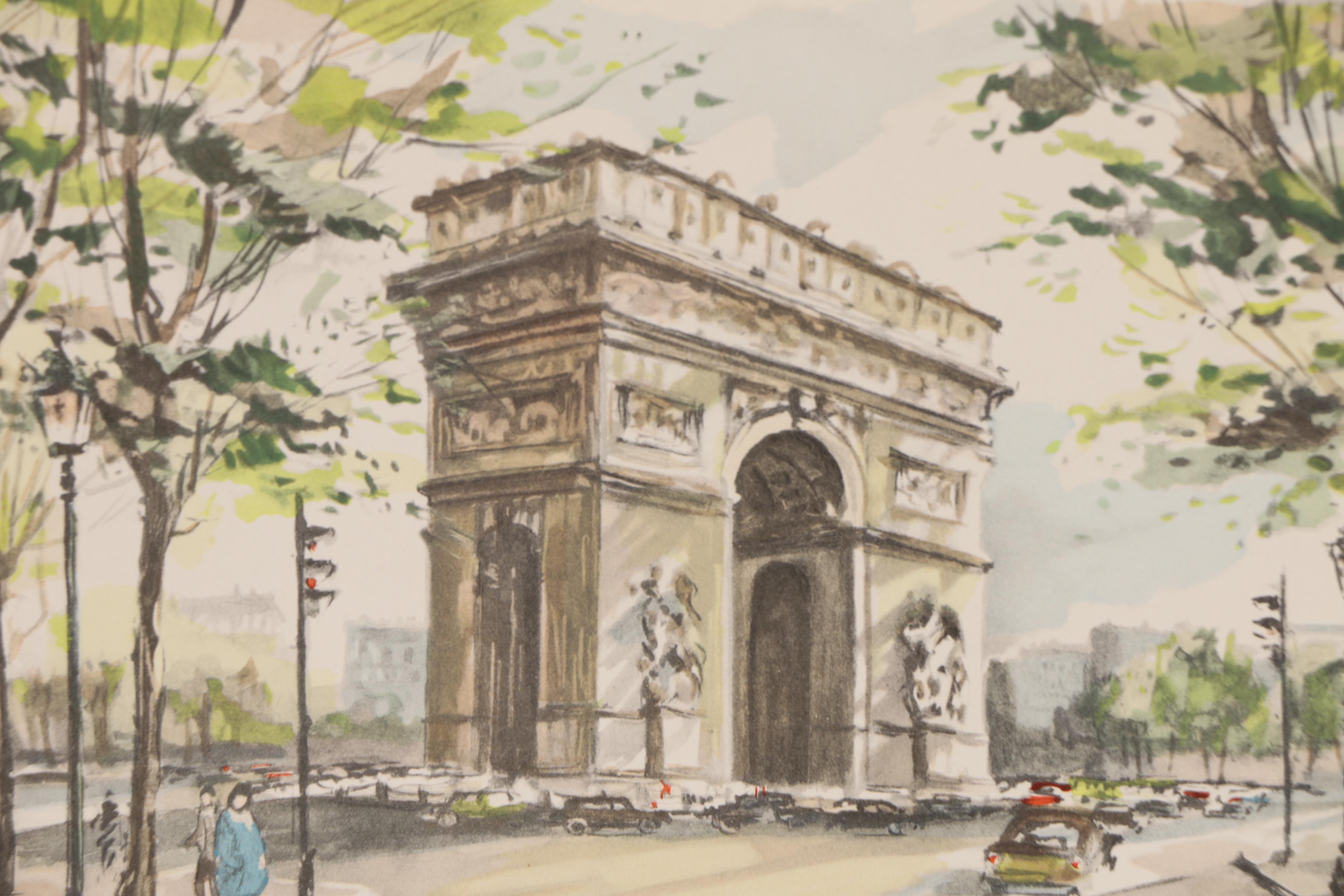 Paris Street Scene Hand Colored Collotypes after Gabrielle Ardant