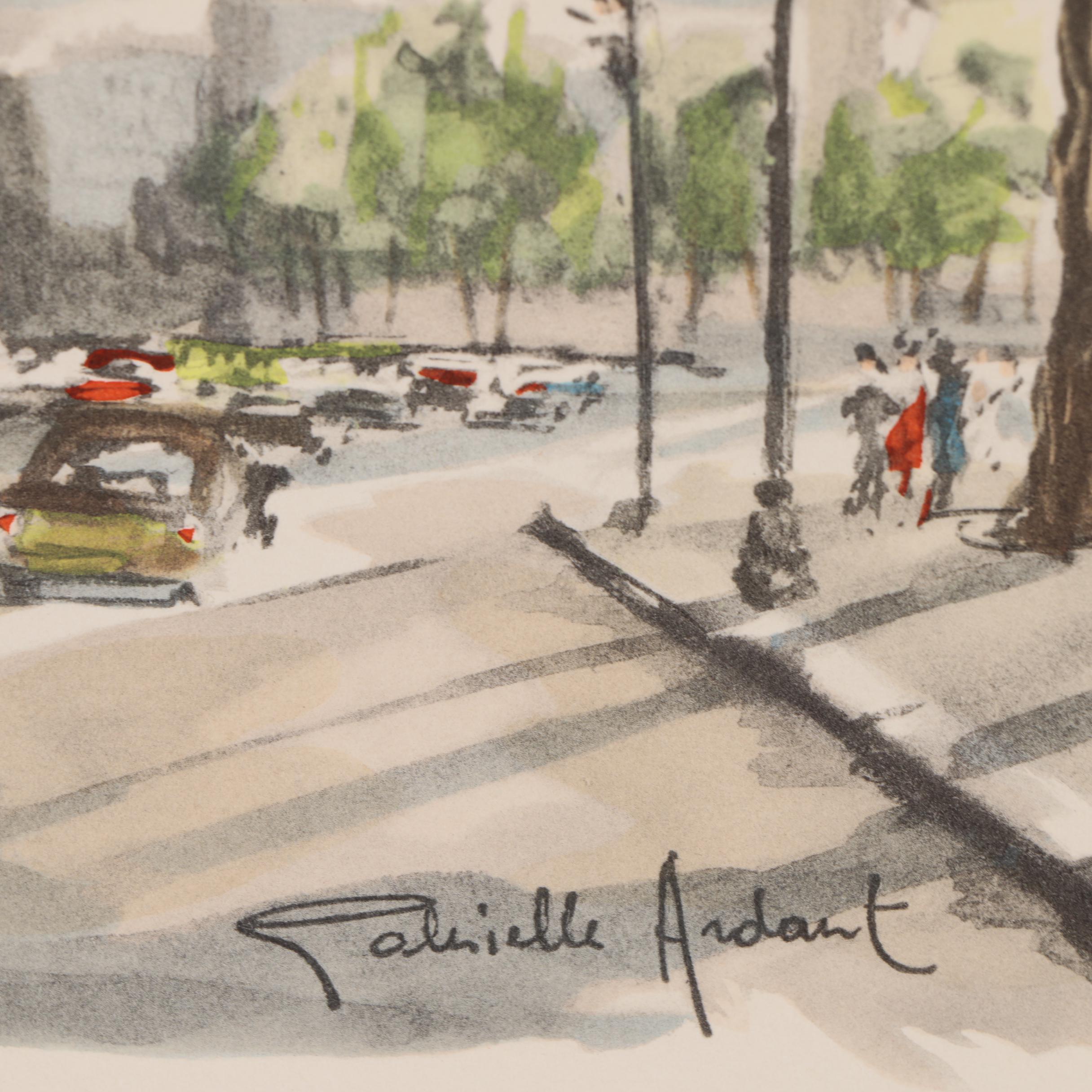 Paris Street Scene Hand Colored Collotypes after Gabrielle Ardant