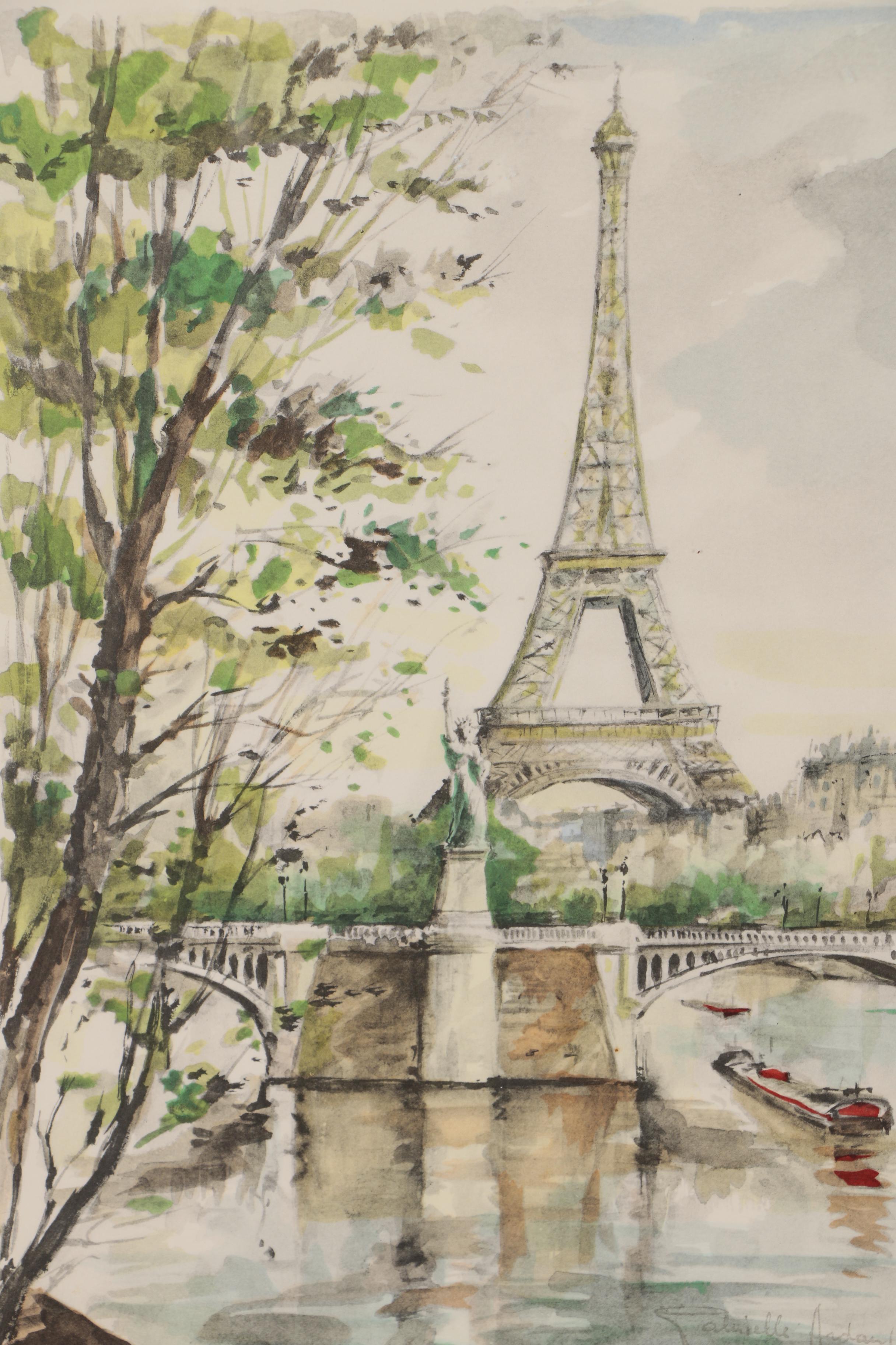 Paris Street Scene Hand Colored Collotypes after Gabrielle Ardant