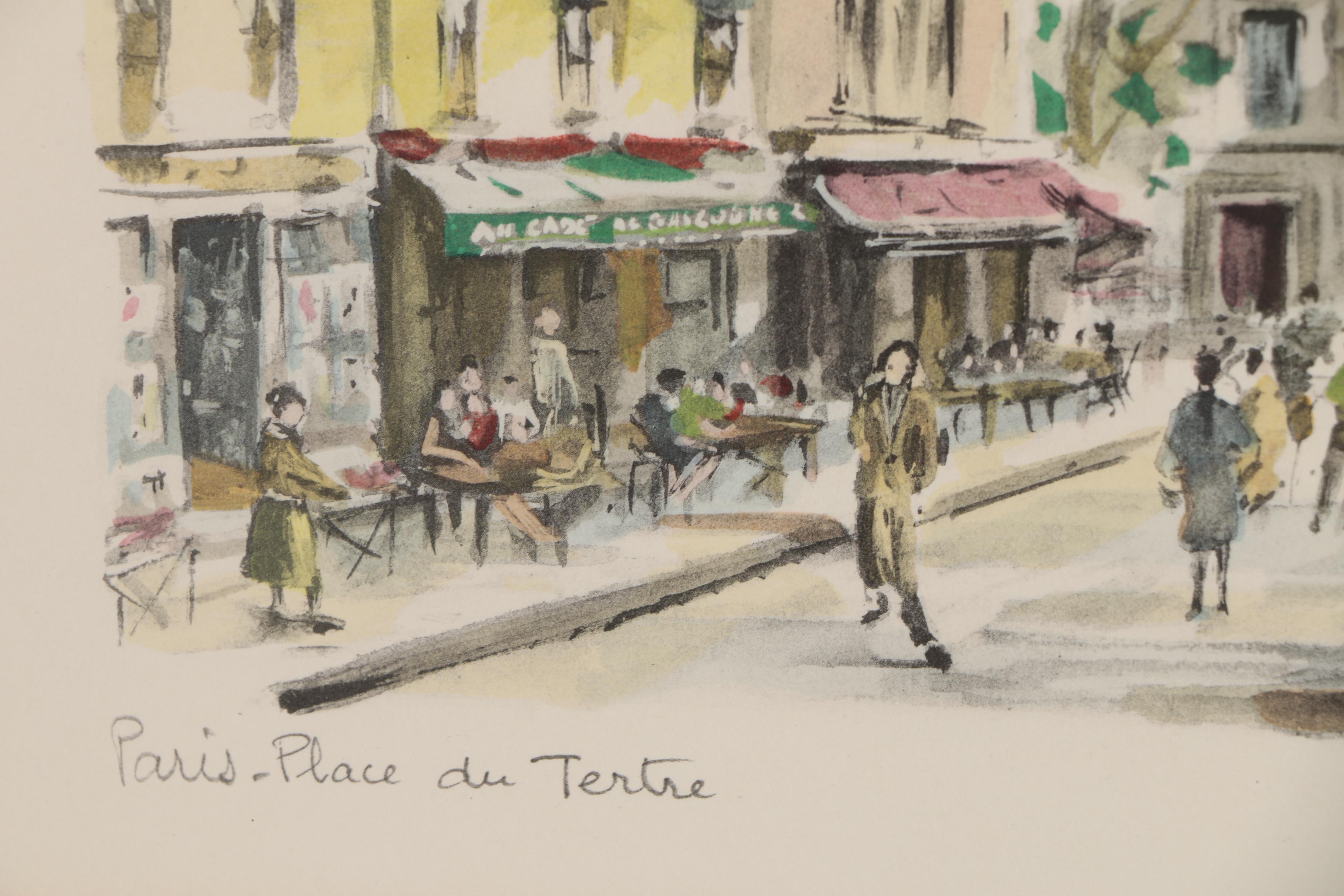 Paris Street Scene Hand Colored Collotypes after Gabrielle Ardant