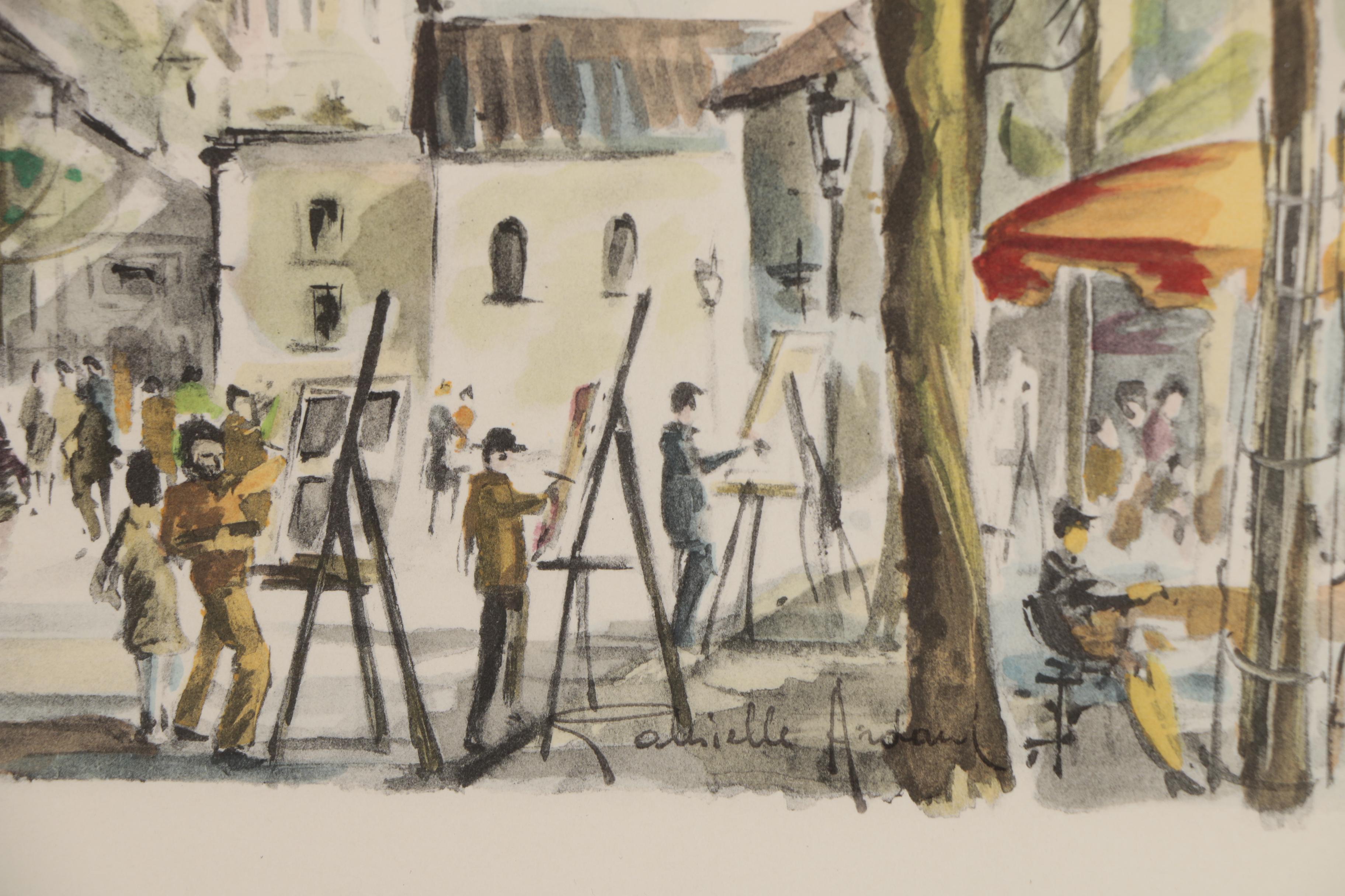 Paris Street Scene Hand Colored Collotypes after Gabrielle Ardant