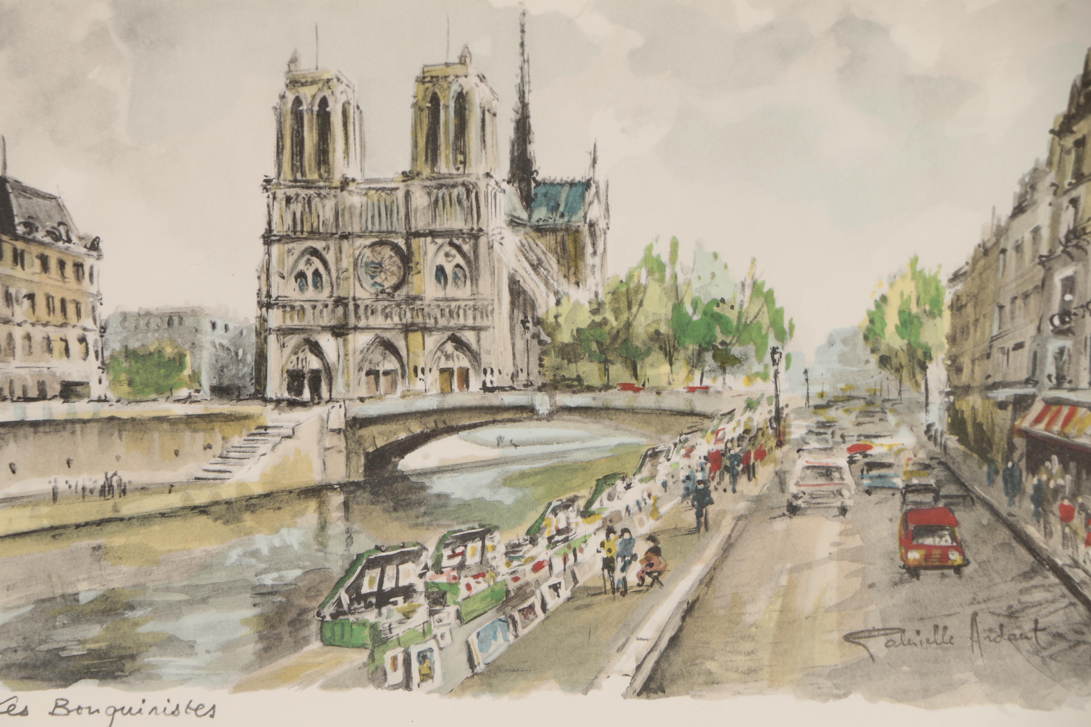 Paris Street Scene Hand Colored Collotypes after Gabrielle Ardant