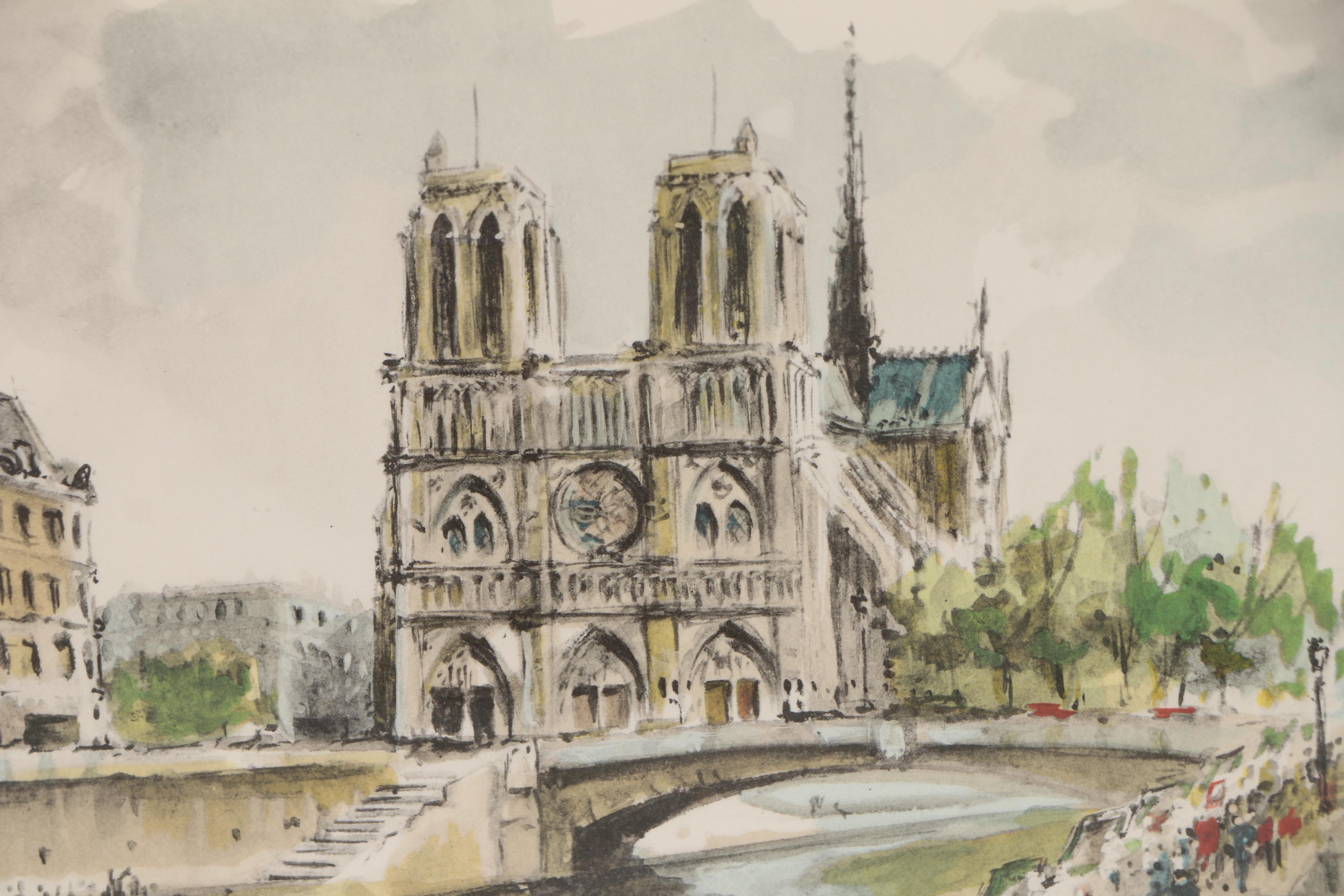 Paris Street Scene Hand Colored Collotypes after Gabrielle Ardant