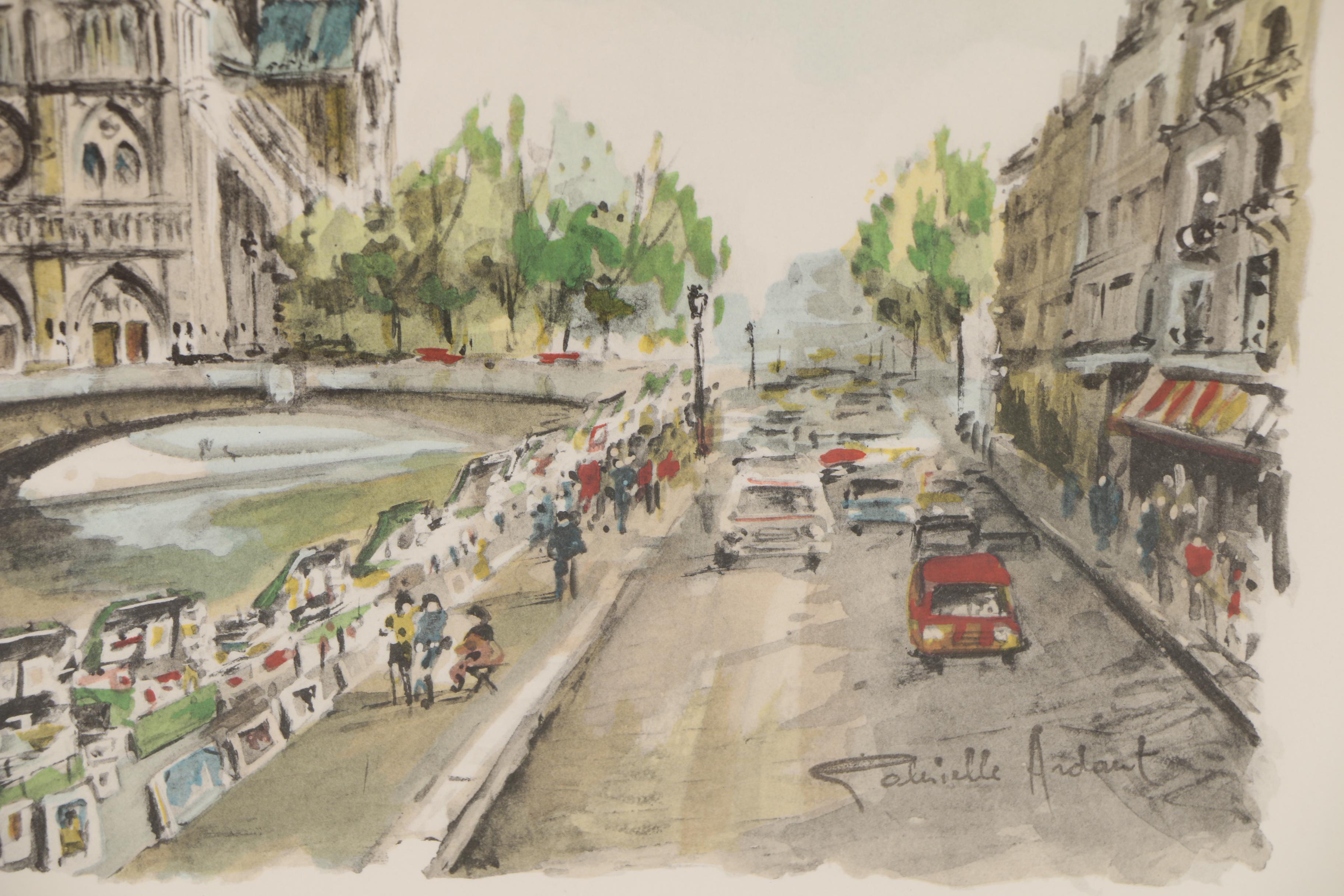 Paris Street Scene Hand Colored Collotypes after Gabrielle Ardant