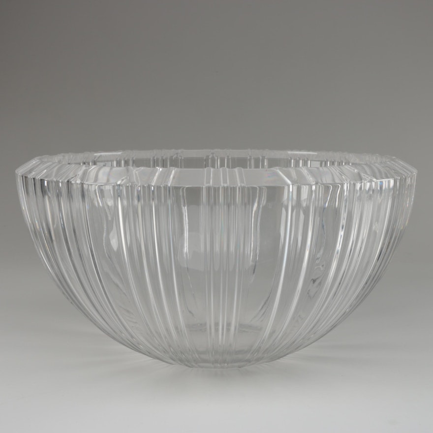 Tiffany & Co. Crystal Centerpiece Bowl with Raised Roman Numerals Edge