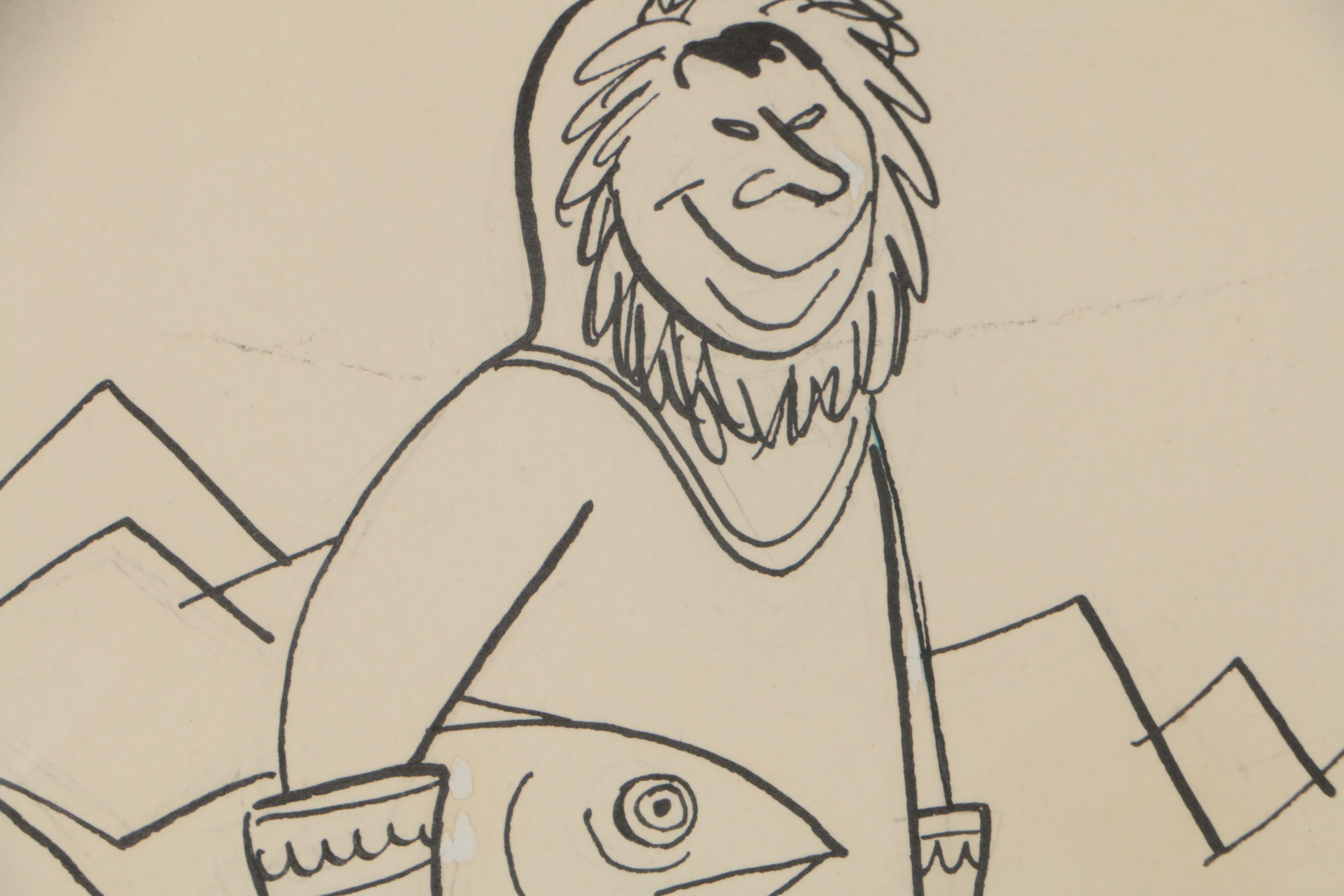 Leo Hershfield Satirical Ink Illustration "Arctic Character with Periscope"