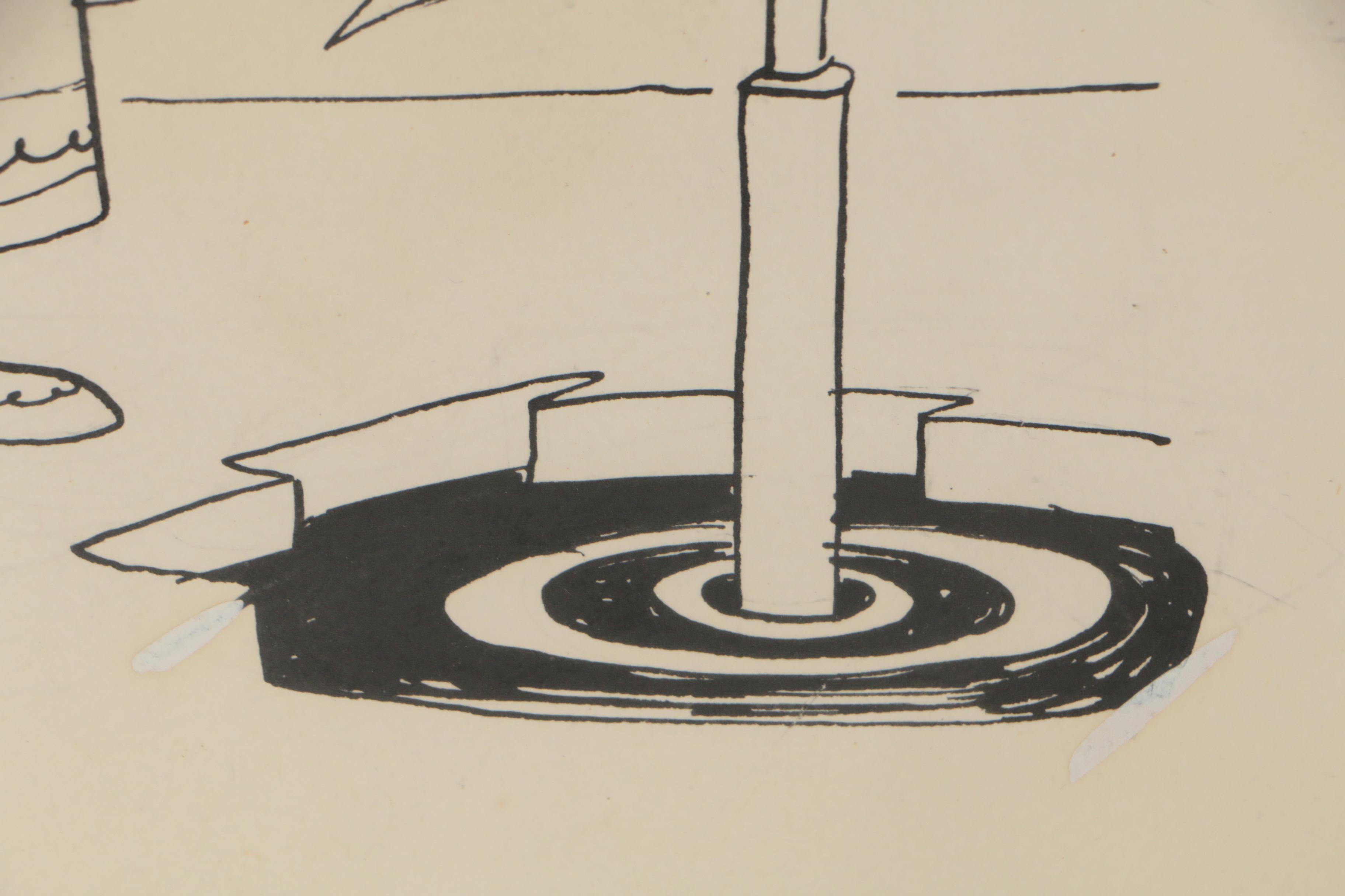 Leo Hershfield Satirical Ink Illustration "Arctic Character with Periscope"