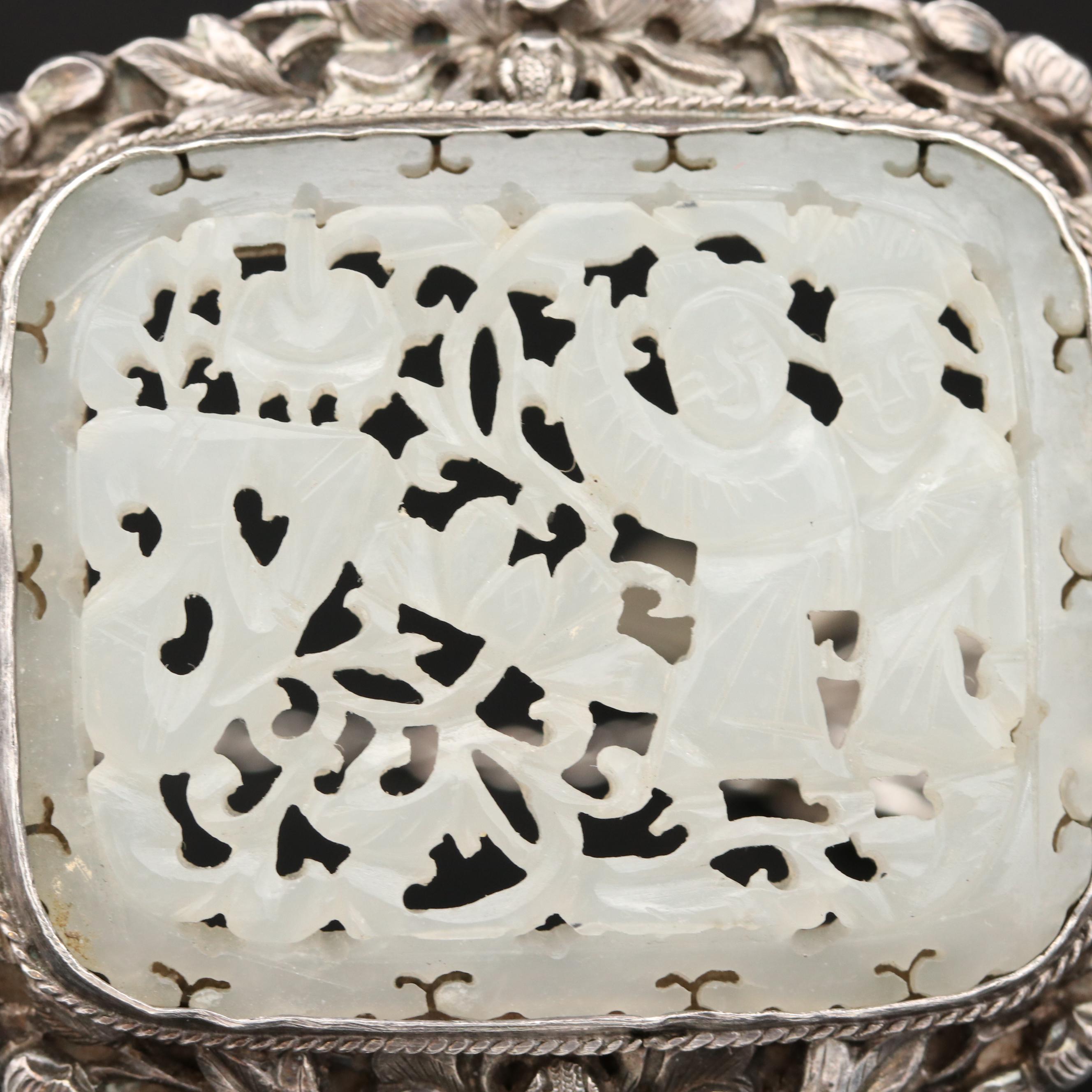 Vintage Sterling Silver Nephrite Bracelet