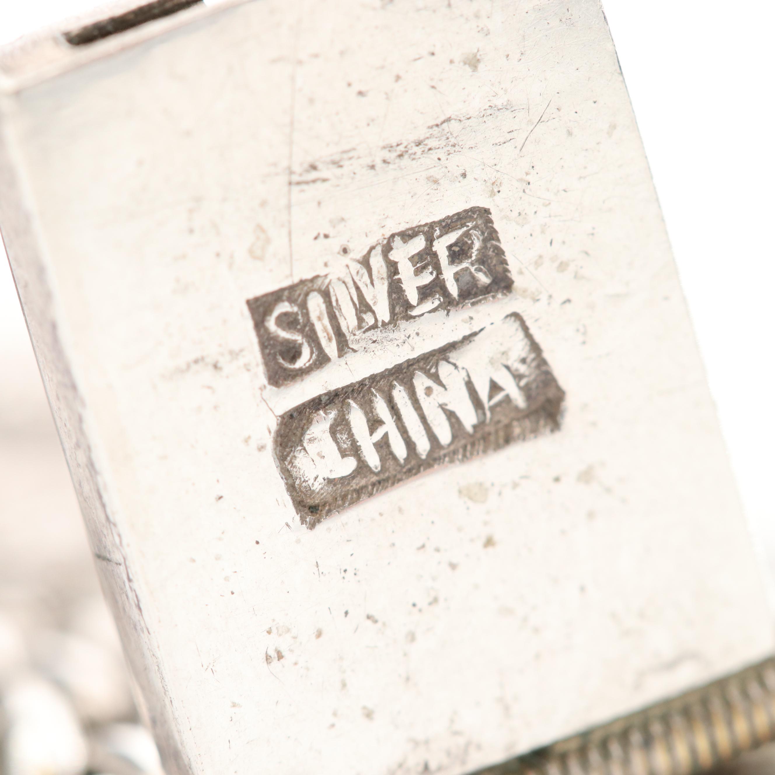 Vintage Sterling Silver Nephrite Bracelet