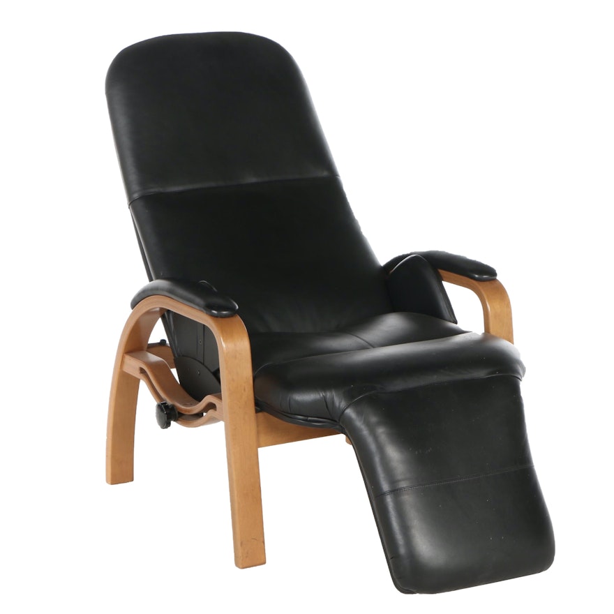 Nepsco Inc. Laminated Birch and Leather Reclining Armchair, Late 20th Century
