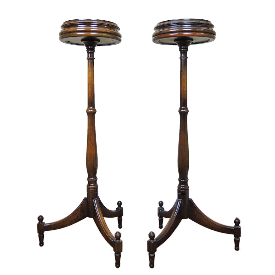 Regency Style Mahogany Plant Stands Pair, Second Half 20th Century