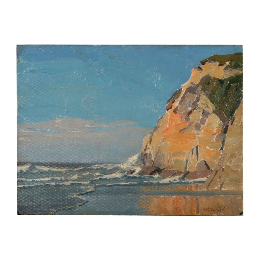 Edmond J. Fitzgerald Landscape Oil Painting of Coastal Scene