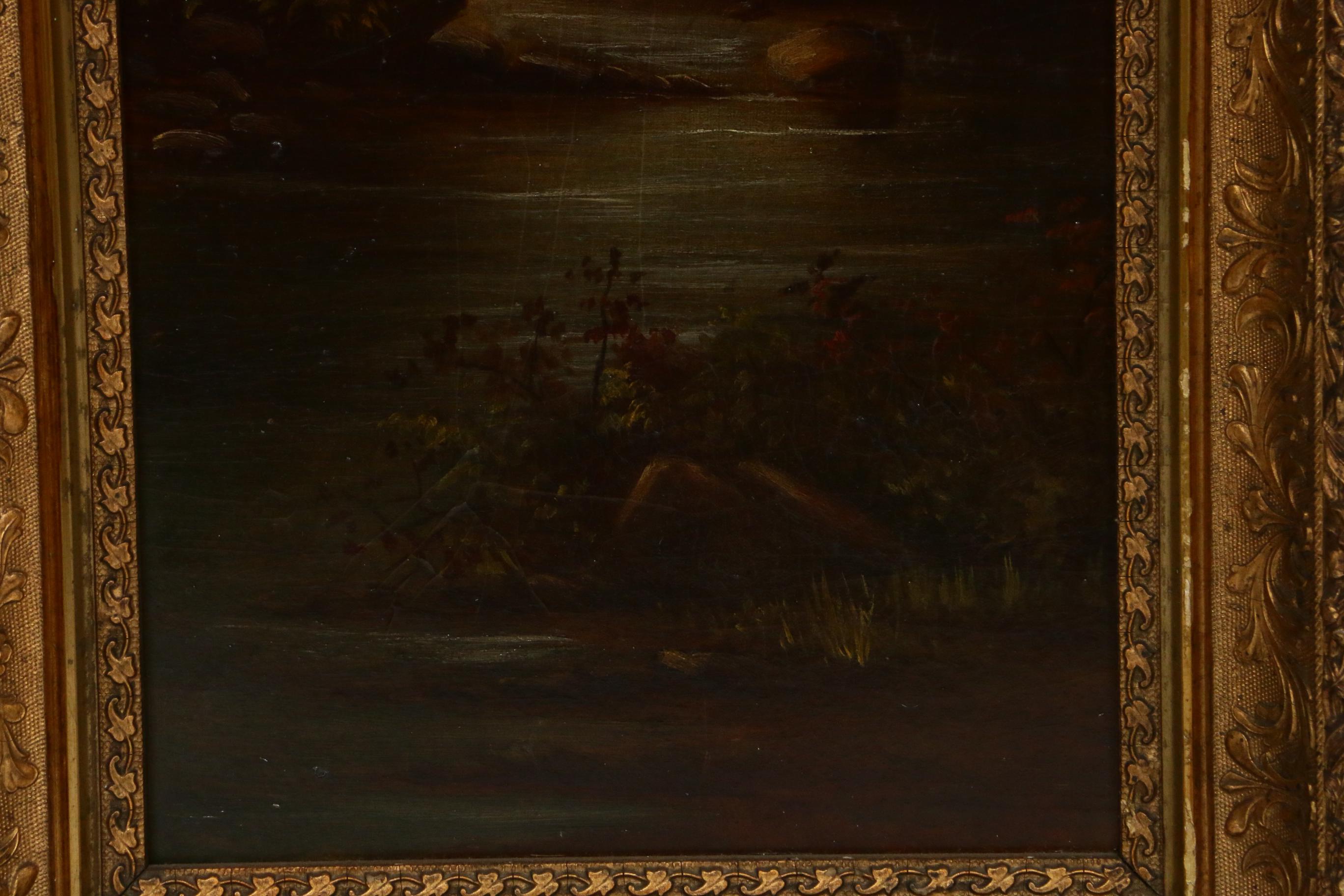 19th Century Waterfall Oil Painting