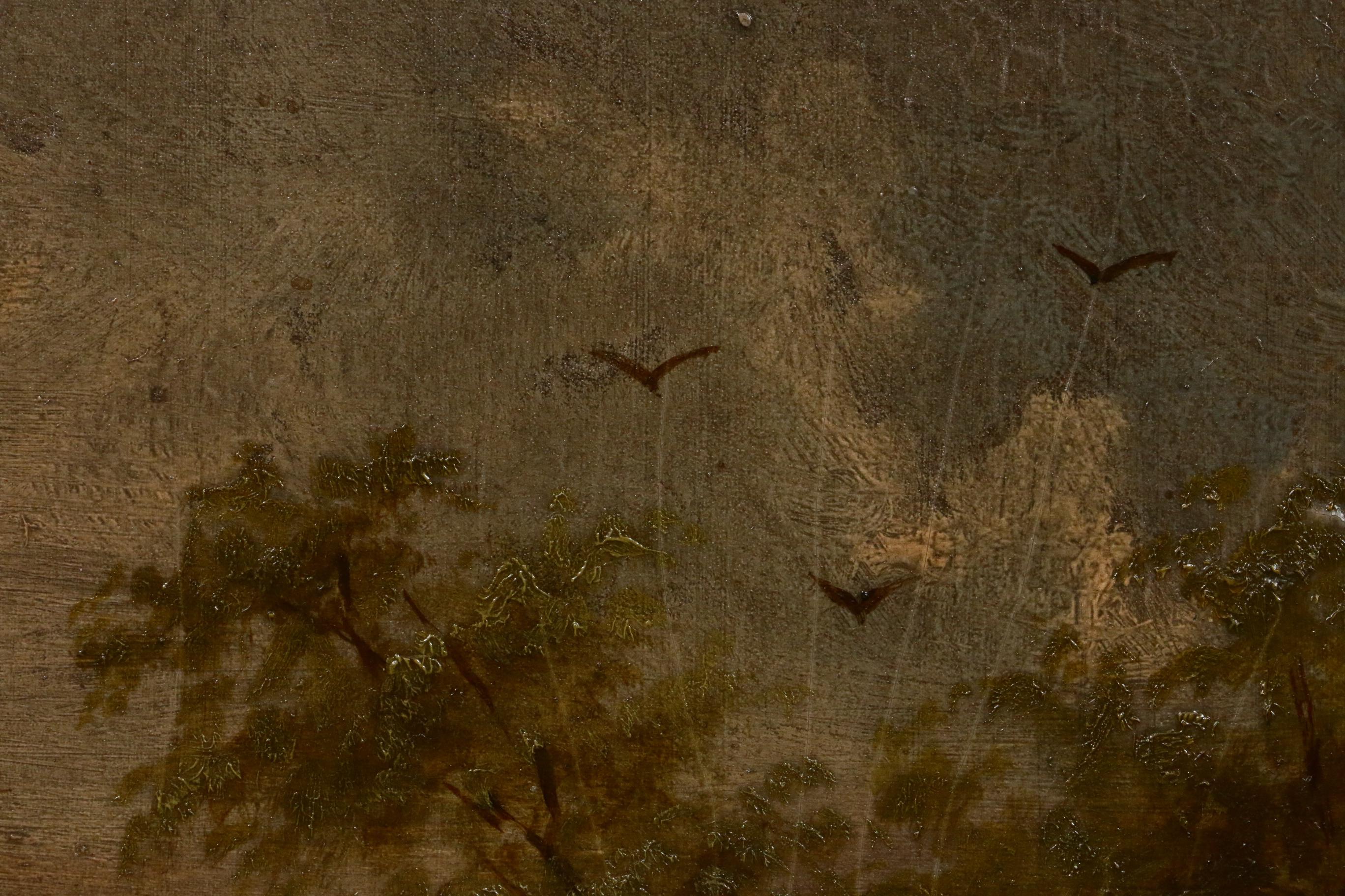 19th Century Waterfall Oil Painting