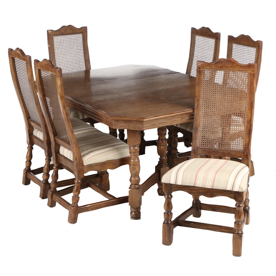 Traditional Style Distressed Oak Dining Table with Chairs