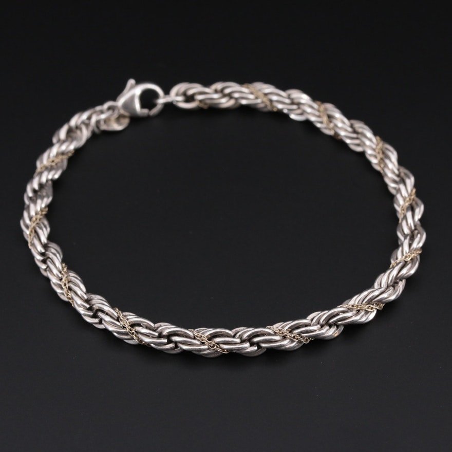 Tiffany & Co. Sterling Silver and 18K Yellow Gold Rope Bracelet
