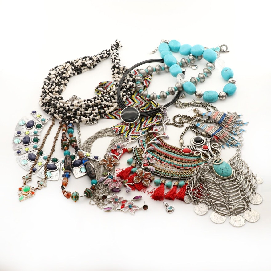 Assorted Necklaces and Earrings with Sterling Featuring Ralph Lauren and Chicos