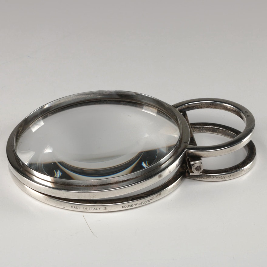 Kohler & Schaefer House of Revlon Sterling Silver Desk Clip Magnifying Glass
