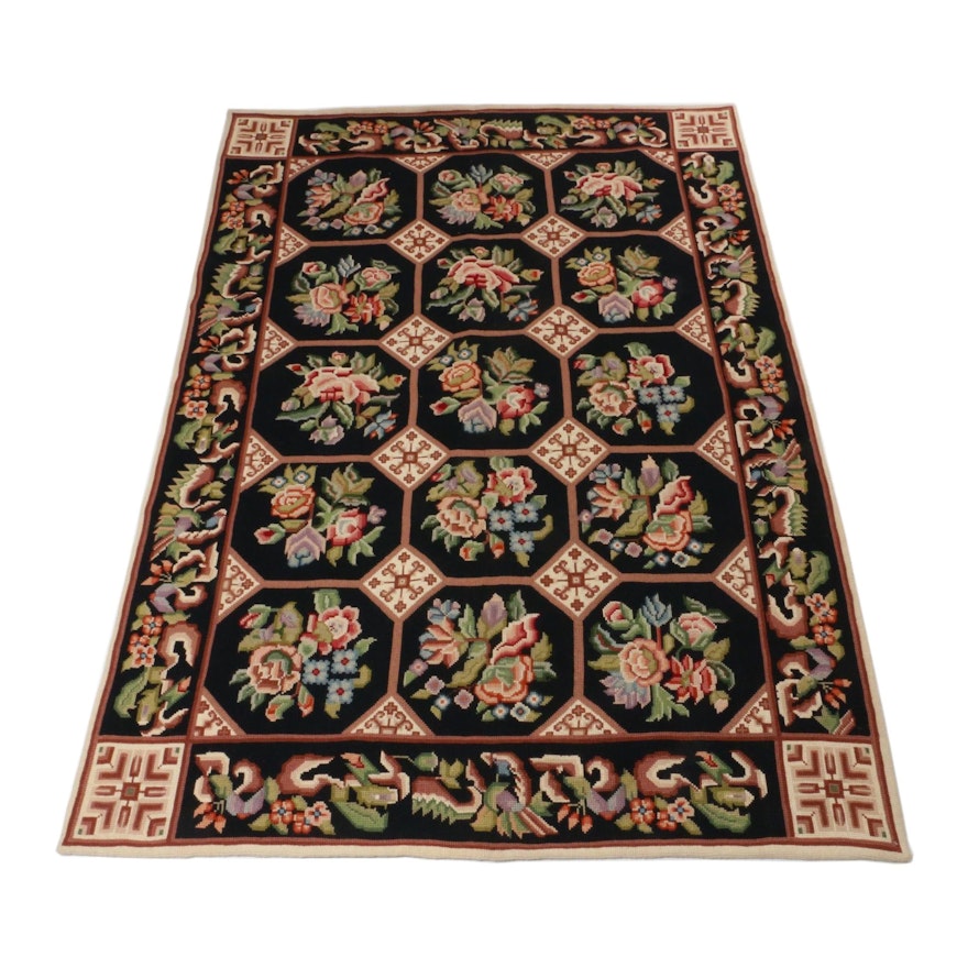 6'0 x 8'10 Hand-Knotted French Style Needle Point Rug, 1990s