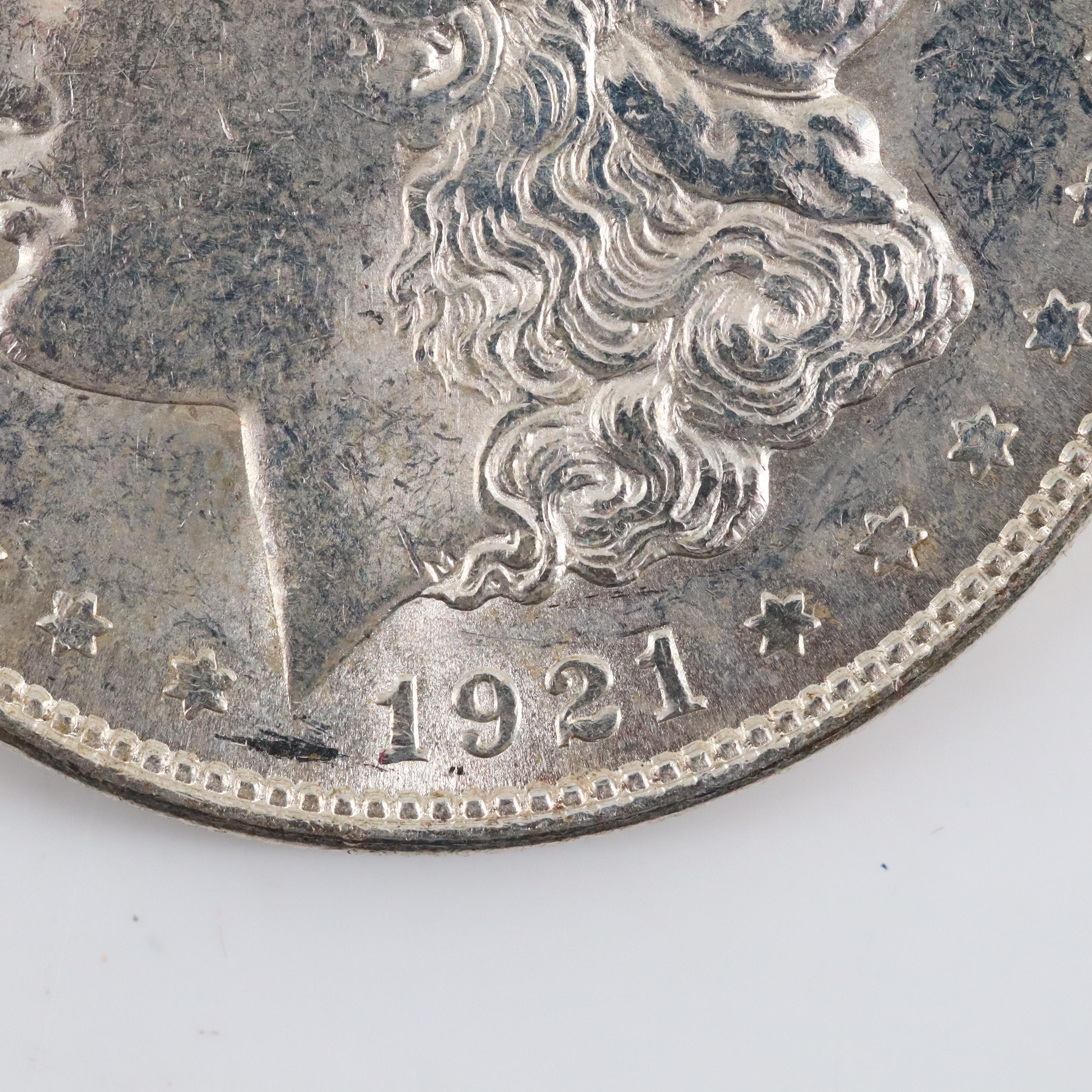 Twenty 1921 Silver Morgan Dollars Including Examples from All Three Mints