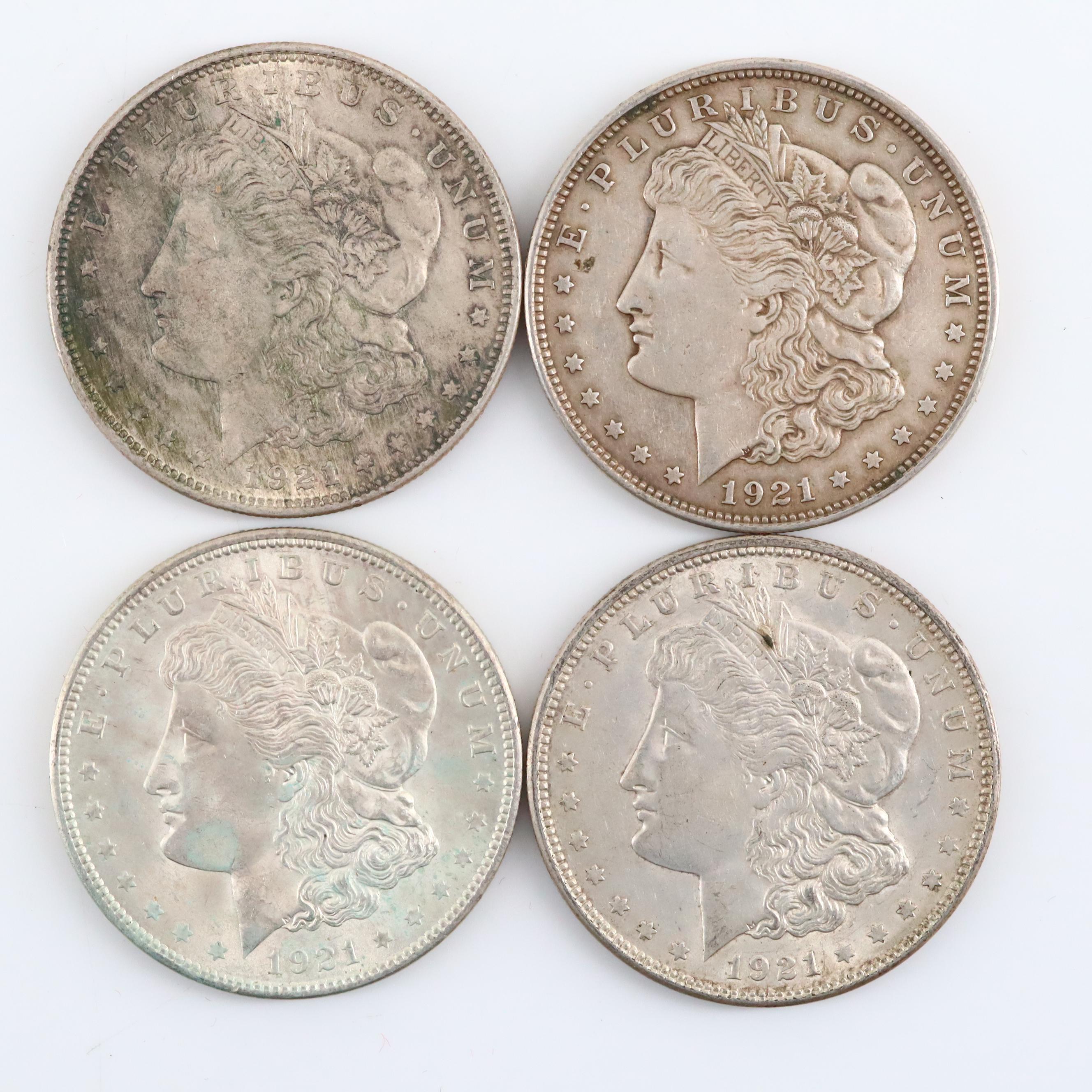 Twenty 1921 Silver Morgan Dollars Including Examples from All Three Mints