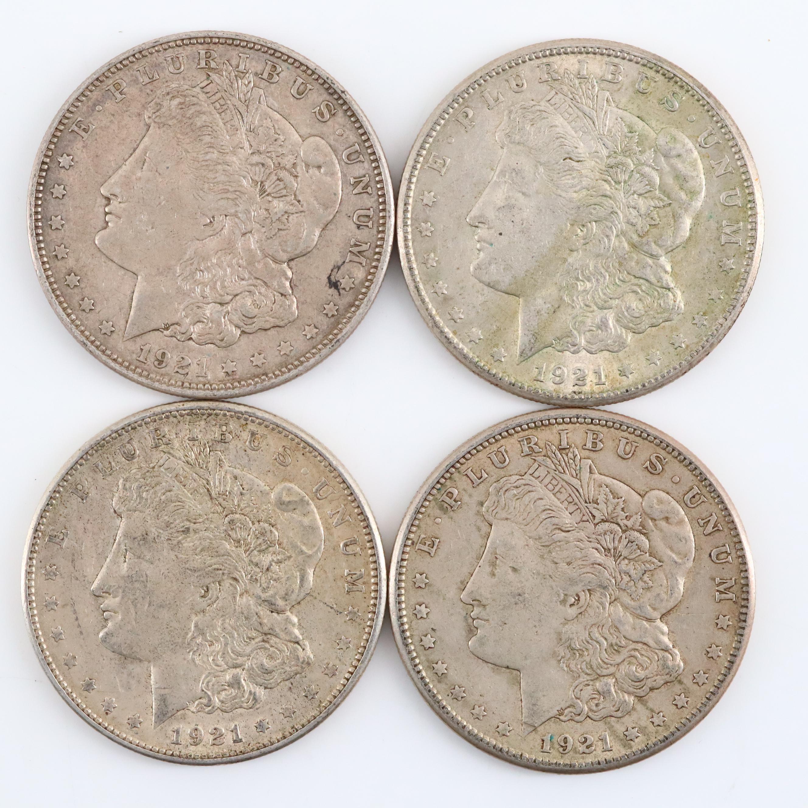 Twenty 1921 Silver Morgan Dollars Including Examples from All Three Mints