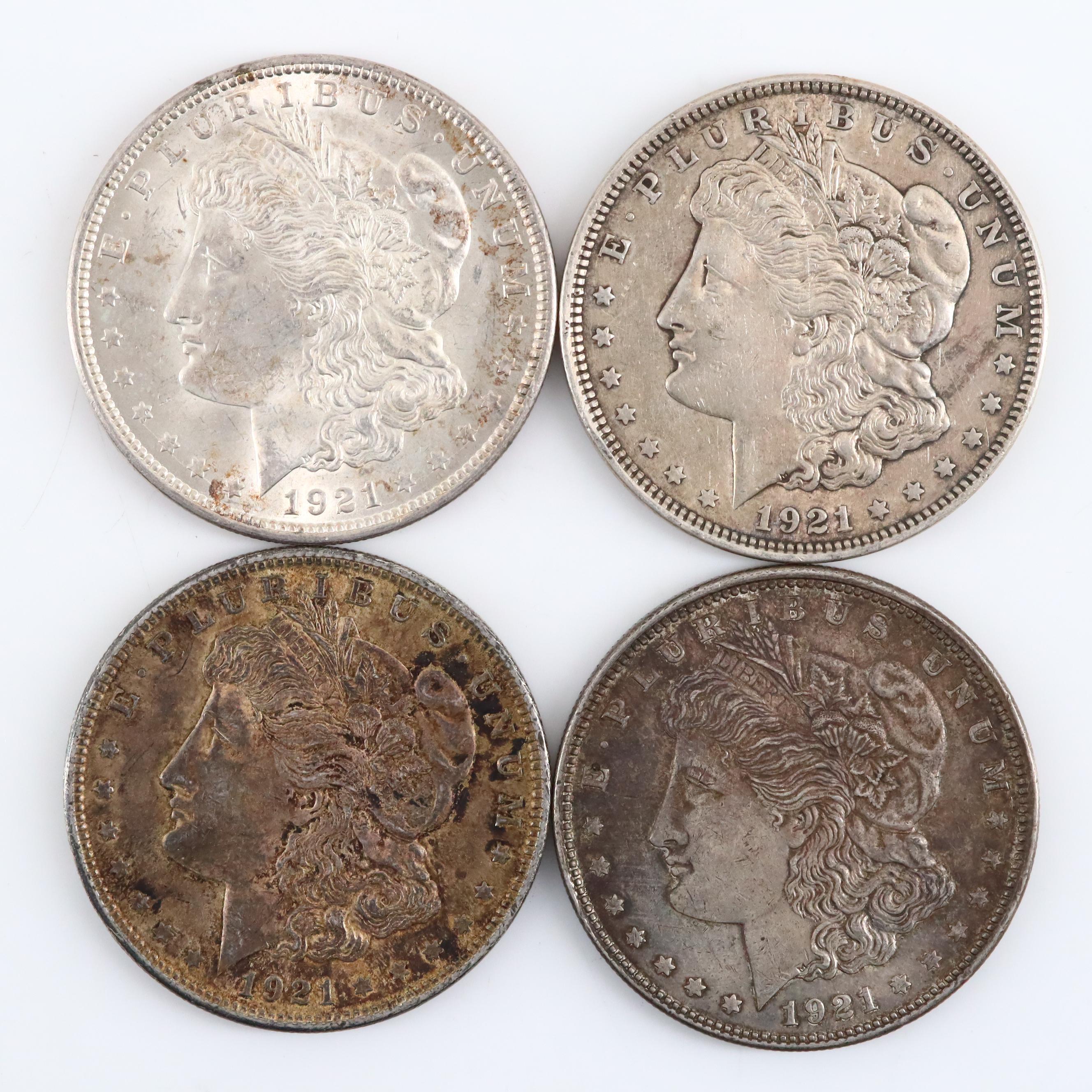 Twenty 1921 Silver Morgan Dollars Including Examples from All Three Mints