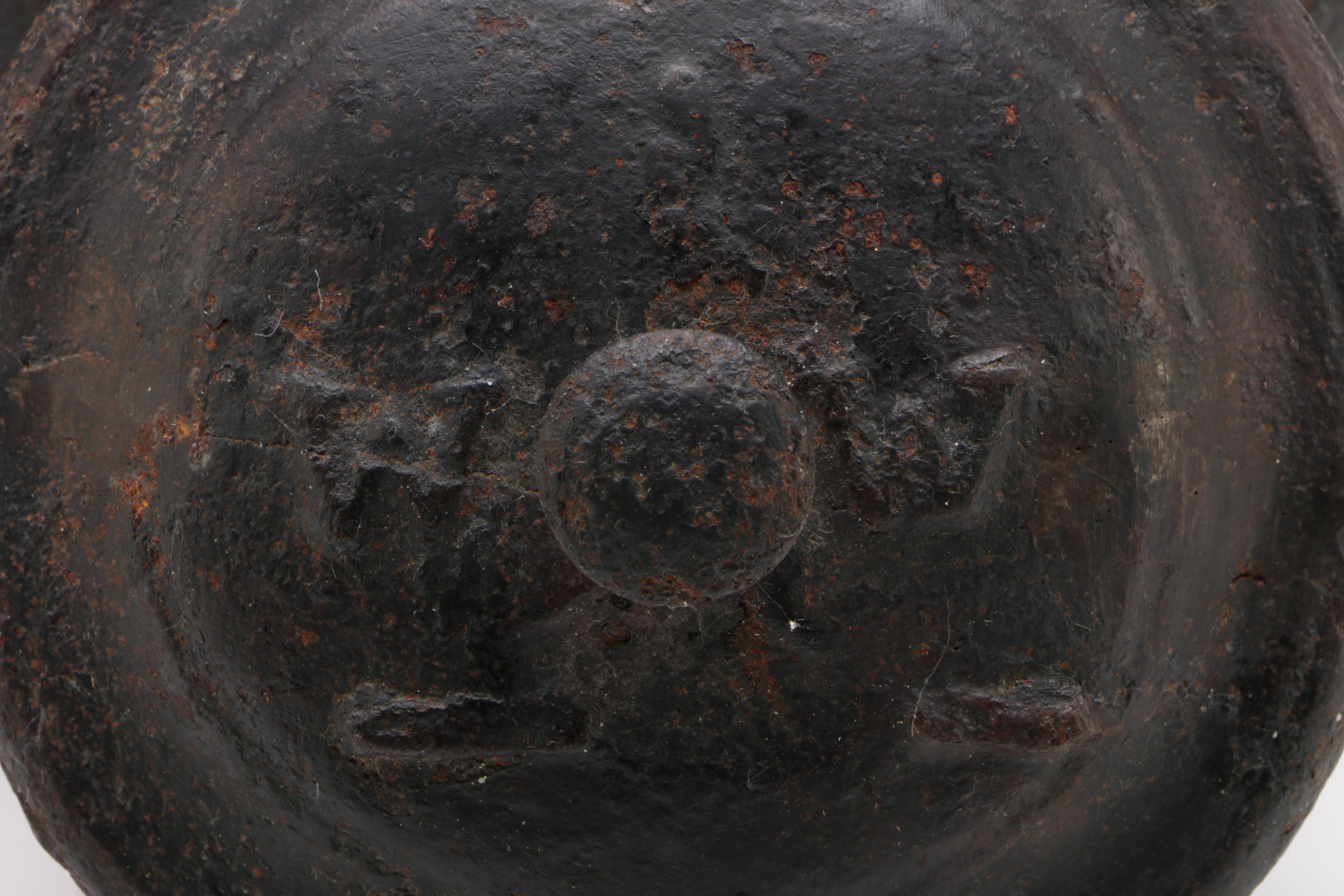 Cast Iron Pot Bellied Tea Kettle with Gooseneck Spout, Early 19th Century